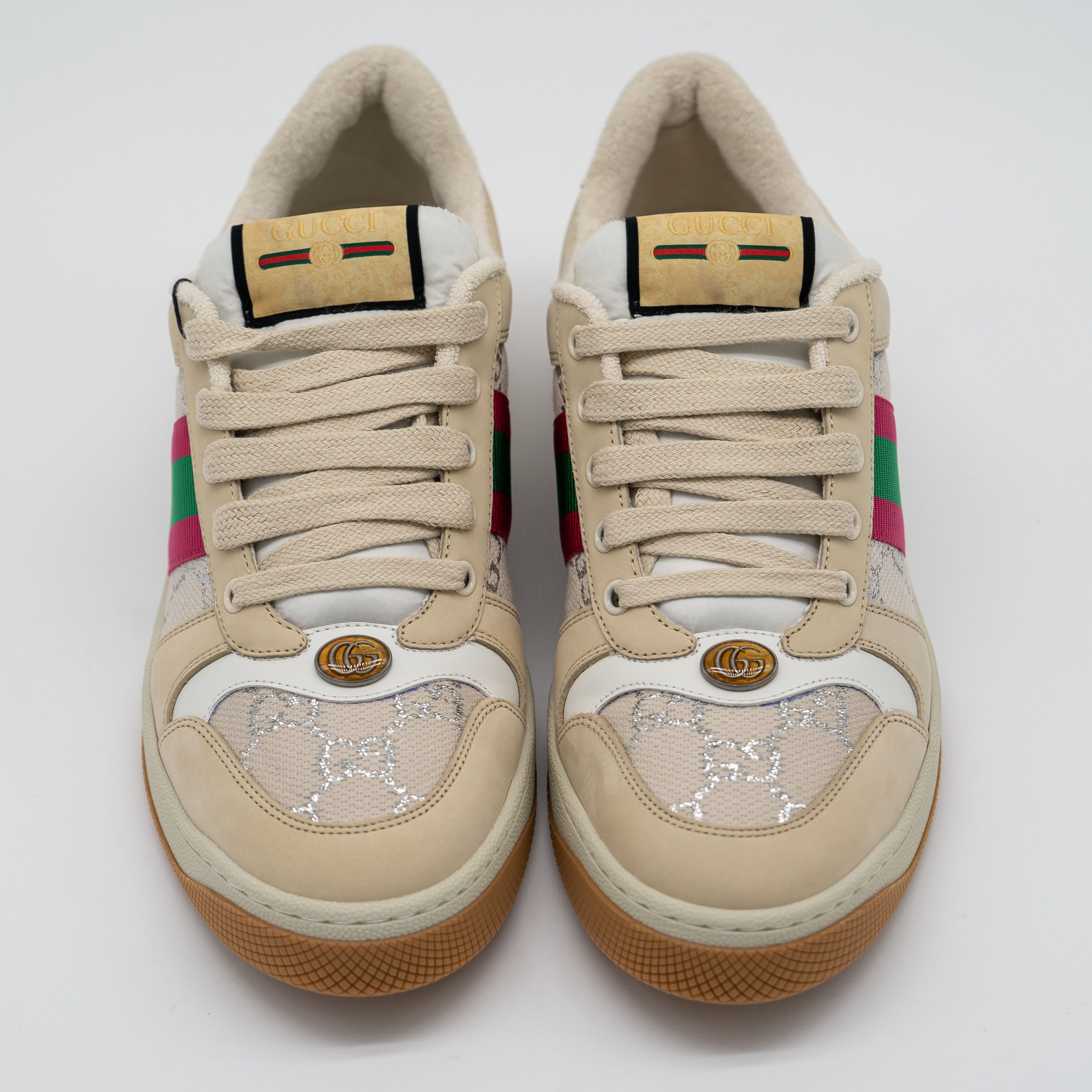 Gucci 11 US Gucci Screener Web Beige Silver Sneakers Nubuck Size US 11 / IT 41 - 3 Thumbnail