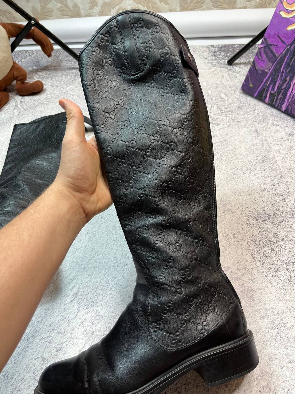 Gucci Gucci Maud Nero Guccissima Leather Knee-High Riding Boots Size US 8 / IT 38 - 10 Thumbnail
