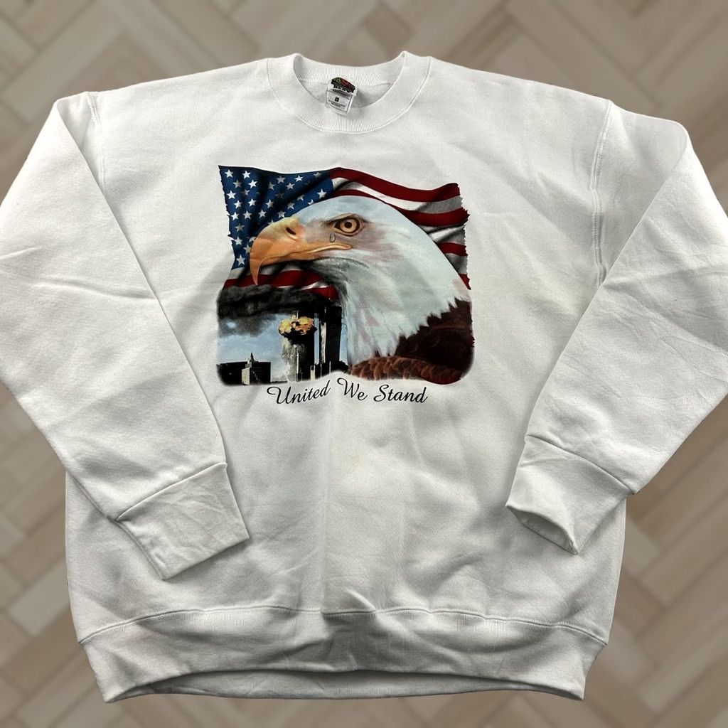 Fruit Of The Loom VINTAGE Fruit Of The Loom Sweatshirt Men L White 9/11 Eagle Pullover Crewneck Fatig? Size US L / EU 52-54 / 3 - 1 Thumbnail