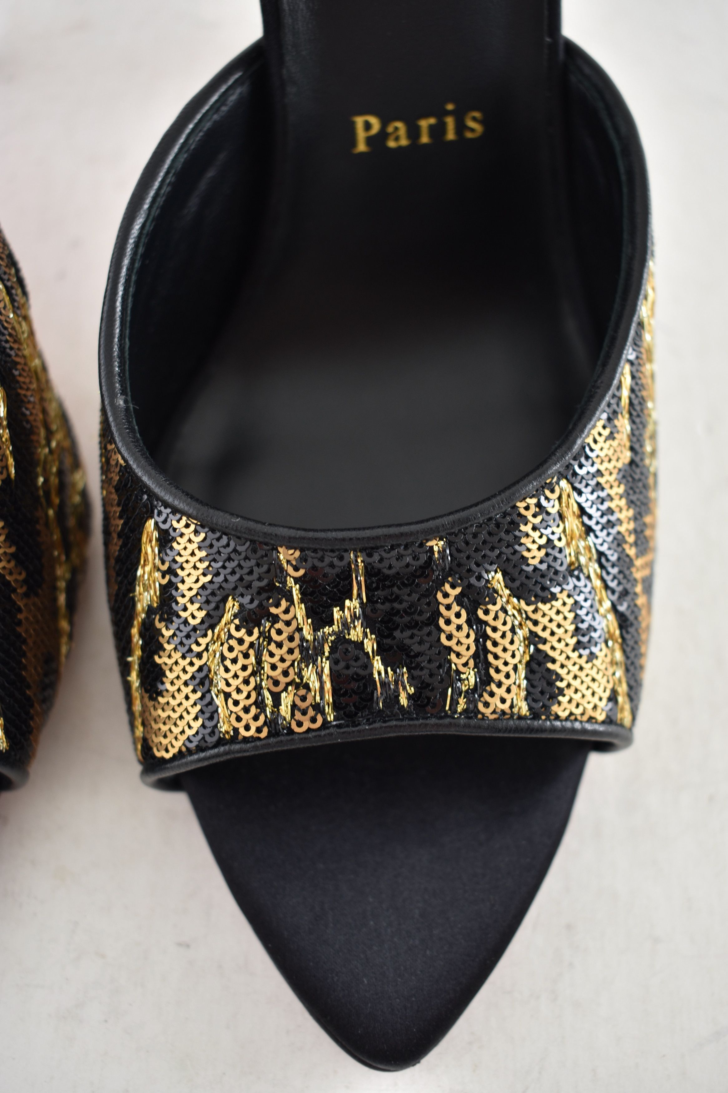 Christian Louboutin Miss Z Mule Ocelot 100 Black Backless Sandal Heel Pump 38 Size US 8 / IT 38 - 14 Thumbnail