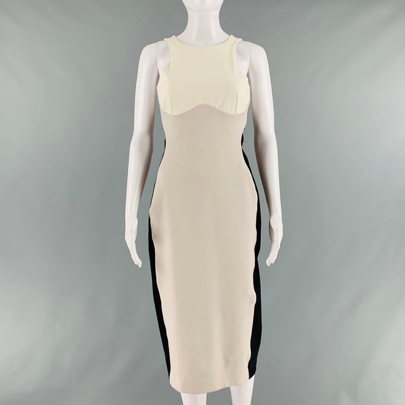 Stella McCartney Black Beige & Cream Polyamide Eastane Color Block Dress Size M / US 6-8 / IT 42-44 - 1 Thumbnail