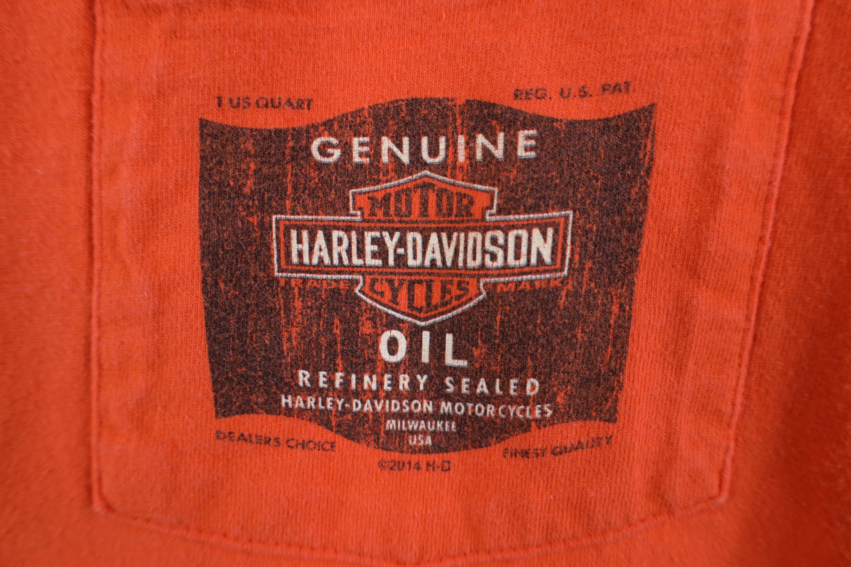 Harley Davidson Vintage Y2K Harley Davidson Oil Pocket T-Shirt Orange Cotton Size US M / EU 48-50 / 2 - 4 Thumbnail