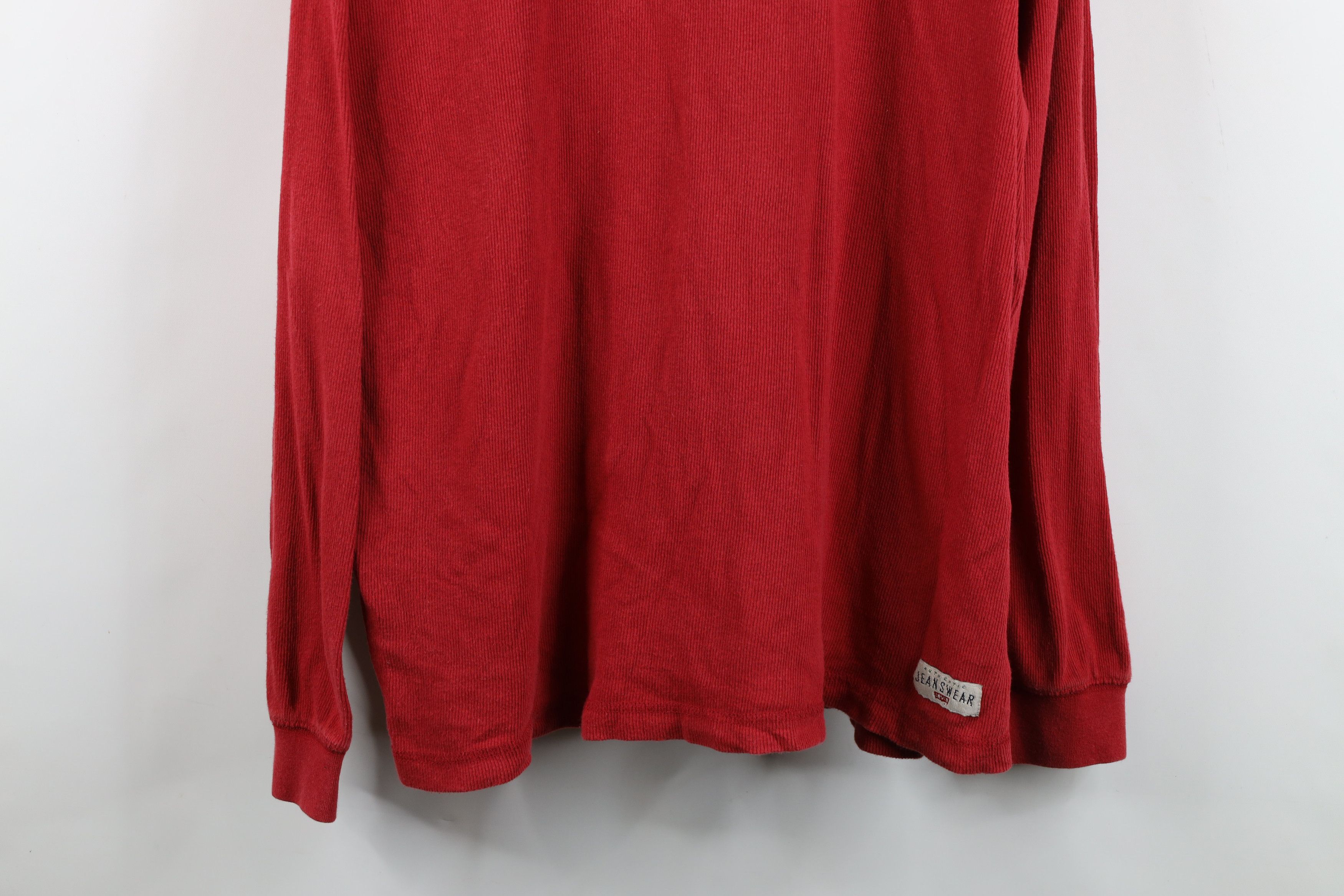 Levi's Vintage 90s Levis Ribbed Knit Long Sleeve Henley T-Shirt Red Size US XL / EU 56 / 4 - 3 Thumbnail