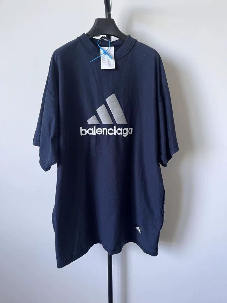 Balenciaga x adidas Logo Print Short Sleeve T-Shirt-yf