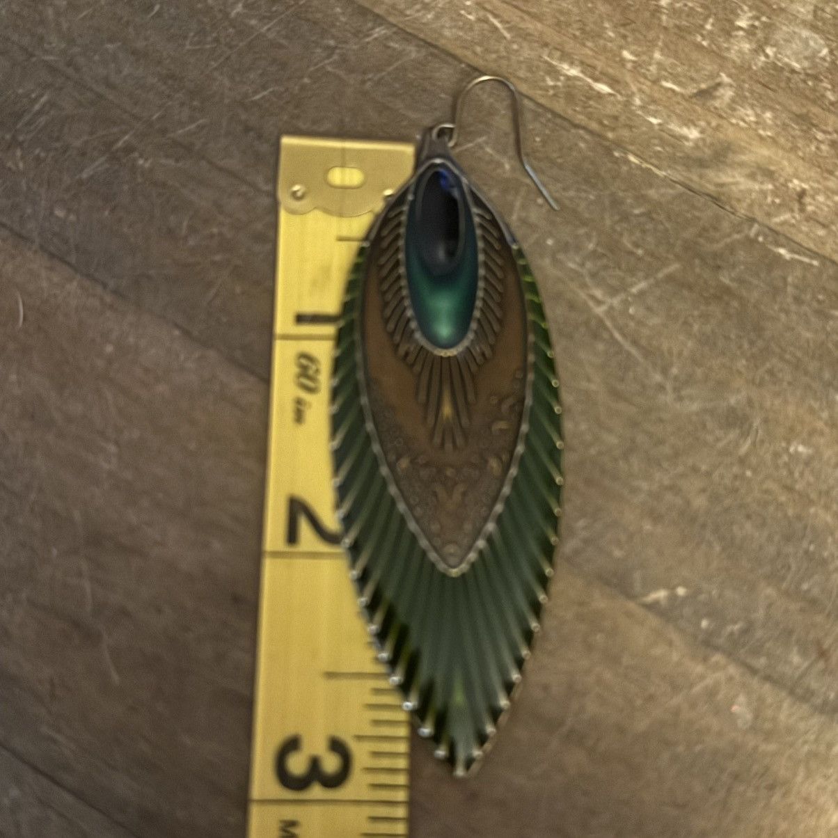 Other Enamel peacock feather dangle earrings Size ONE SIZE - 3 Thumbnail