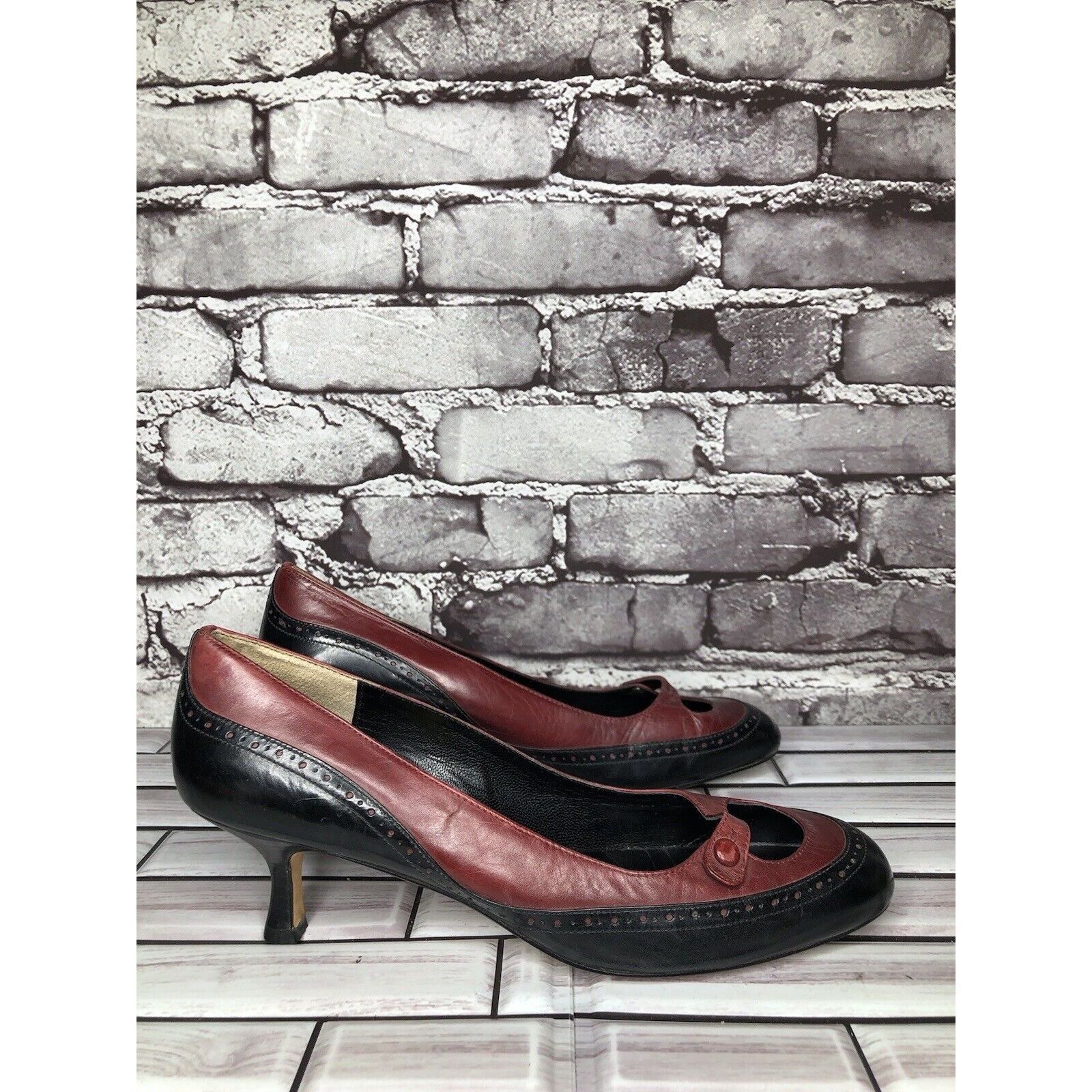 Other Max Studio Burgundy Red Leather MaryJane Strap High Heels Wo Size US 9 / IT 39 - 14 Thumbnail