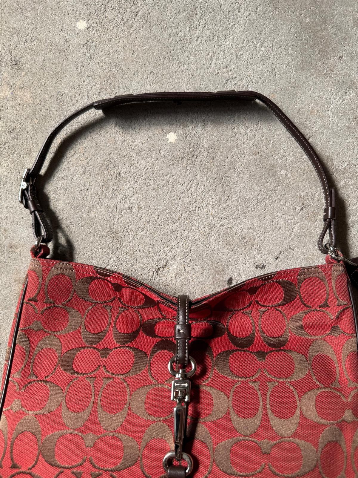 Coach Coach Hobo Signature Clip Canvas Handbag 'Red/Brown' Size ONE SIZE - 3 Thumbnail