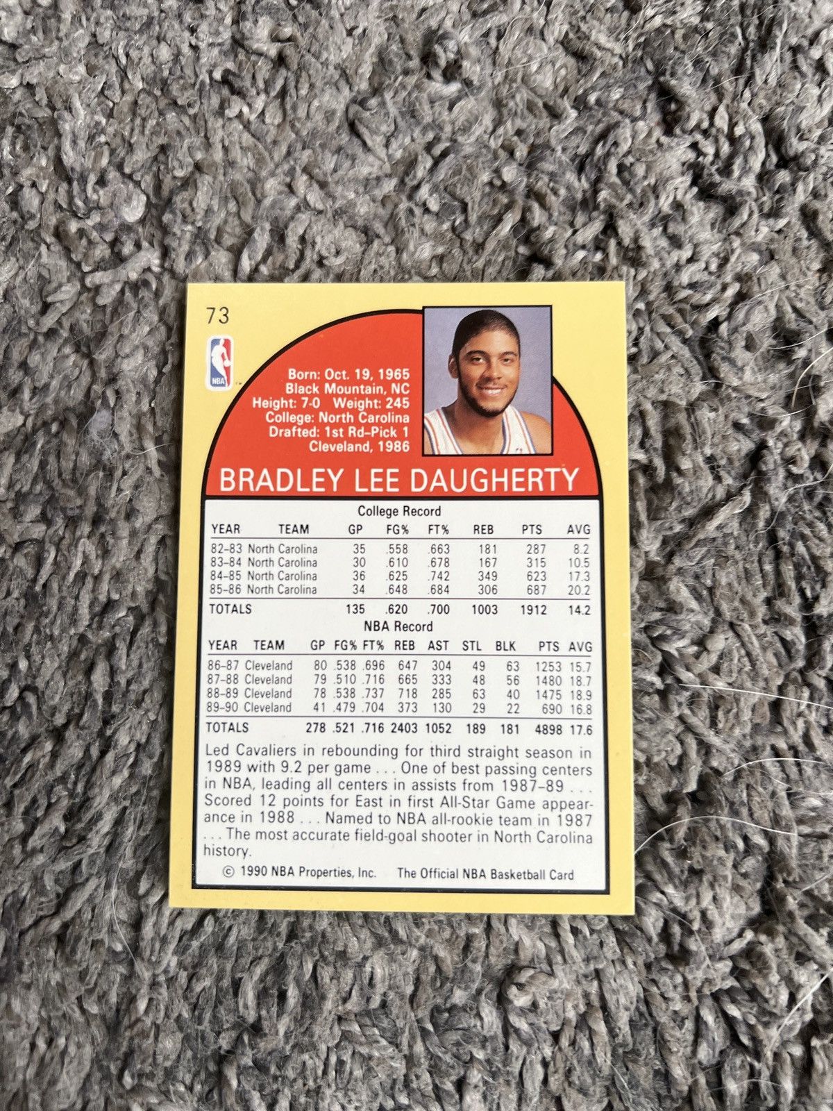 NBA 1990 NBA Hoops #73 Brad Daugherty Card Size ONE SIZE - 2 Thumbnail