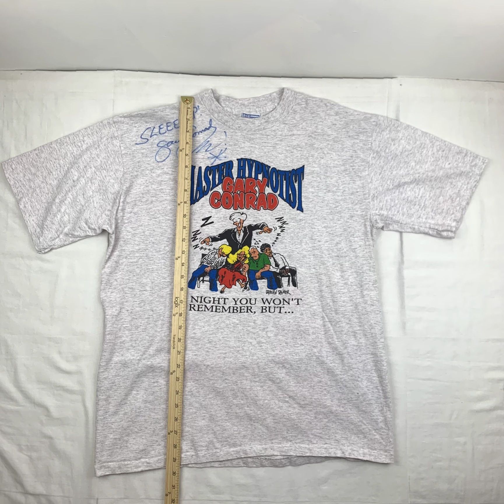Vintage VINTAGE Gary Conrad Master Hypnotist T-Shirt Adult XL Gray Signed Autographed 90s Y2K Mens Shirt Size US XL / EU 56 / 4 - 7 Thumbnail