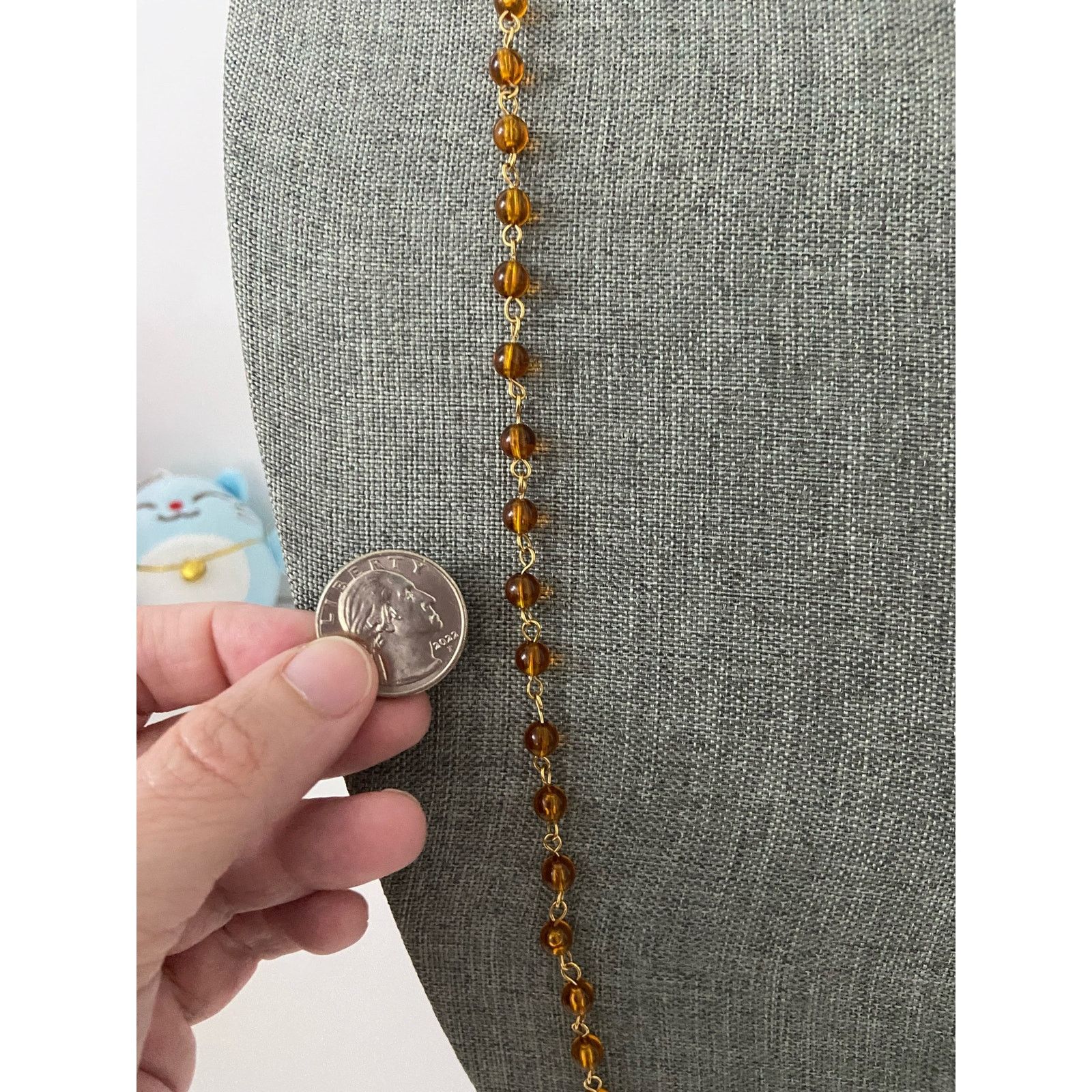 Vintage Vintage orange bead necklace gold tone Size ONE SIZE - 2 Thumbnail