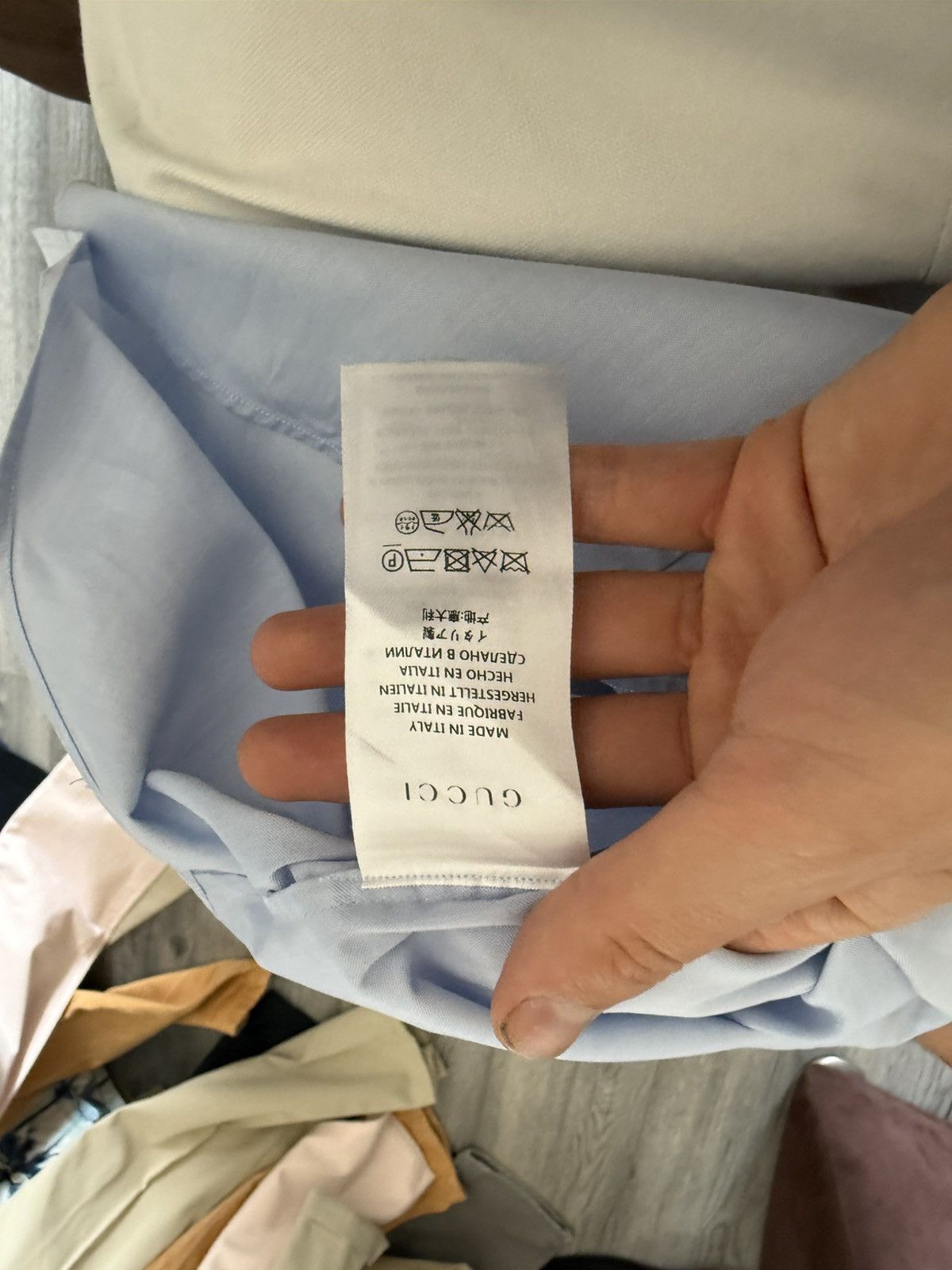 Gucci Blue Dress Shirt with White Contrast Collar – Duke Fit Size US S / EU 44-46 / 1 - 12 Thumbnail