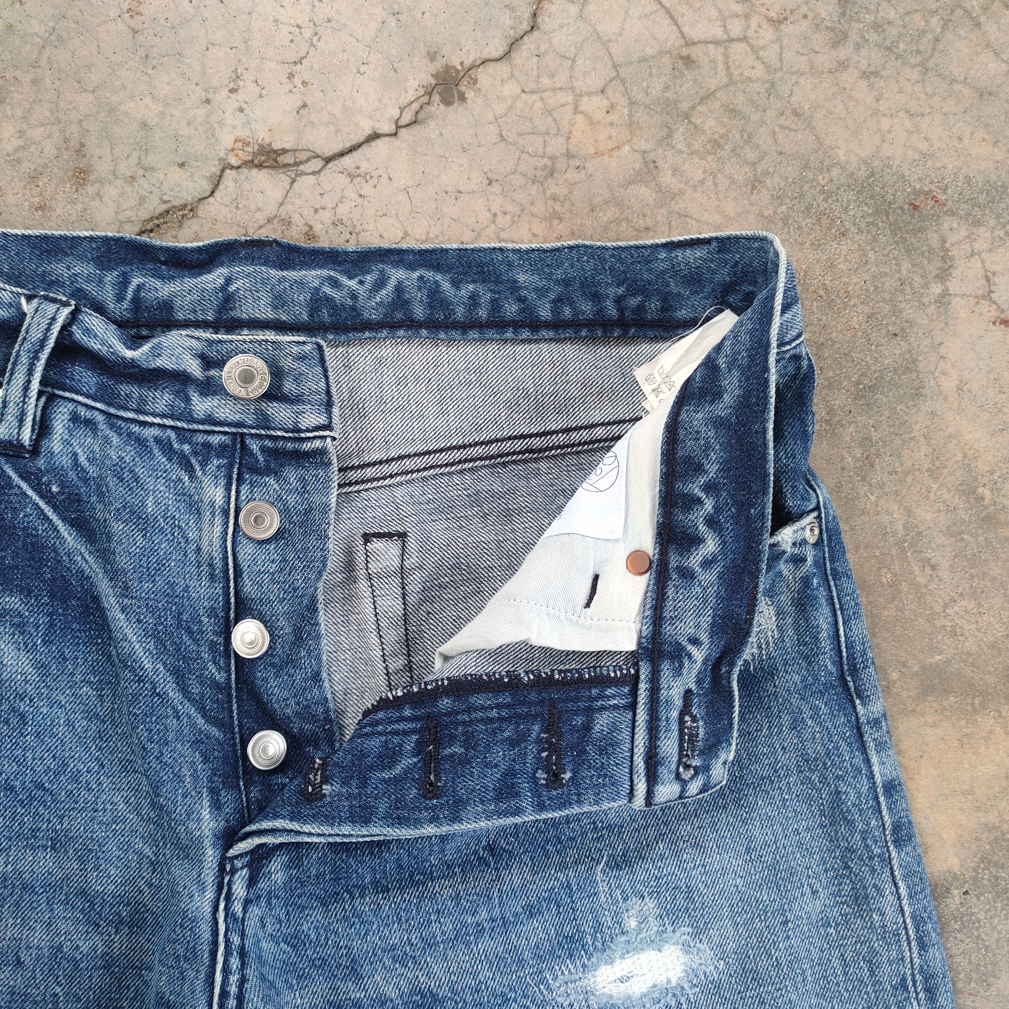 BEAUTY&YOUTH × Vintage VINTAGE JAPANESE SKINNY FADED DISTRESSED JEAN DENIM PANTS Size US 32 / EU 48 - 7 Thumbnail