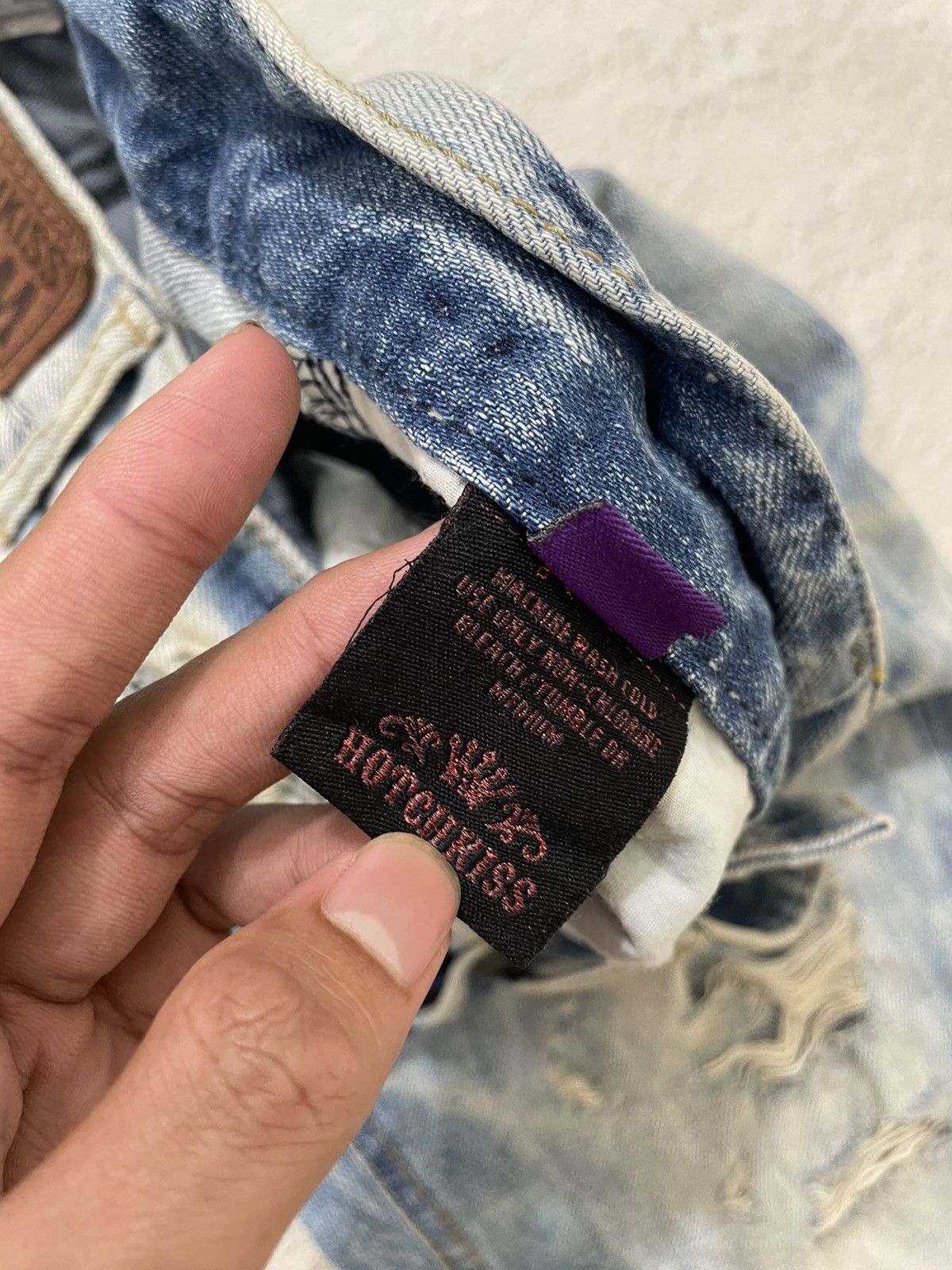 If Six Was Nine 2000s Buckaroo Heavy Distressed Denim Light Washed Y2K LGB Size US 31 - 7 Thumbnail