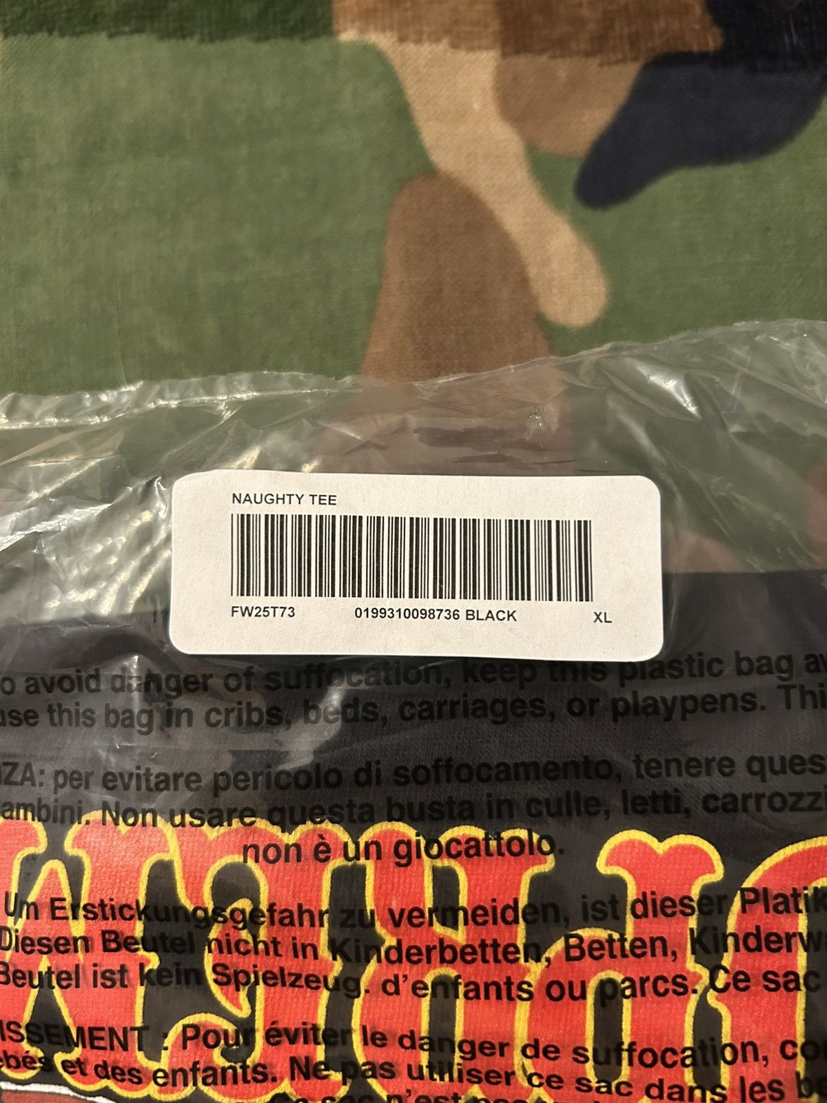 Supreme Supreme Naughty Tee Black XL FW25 Size US XL / EU 56 / 4 - 5 Thumbnail