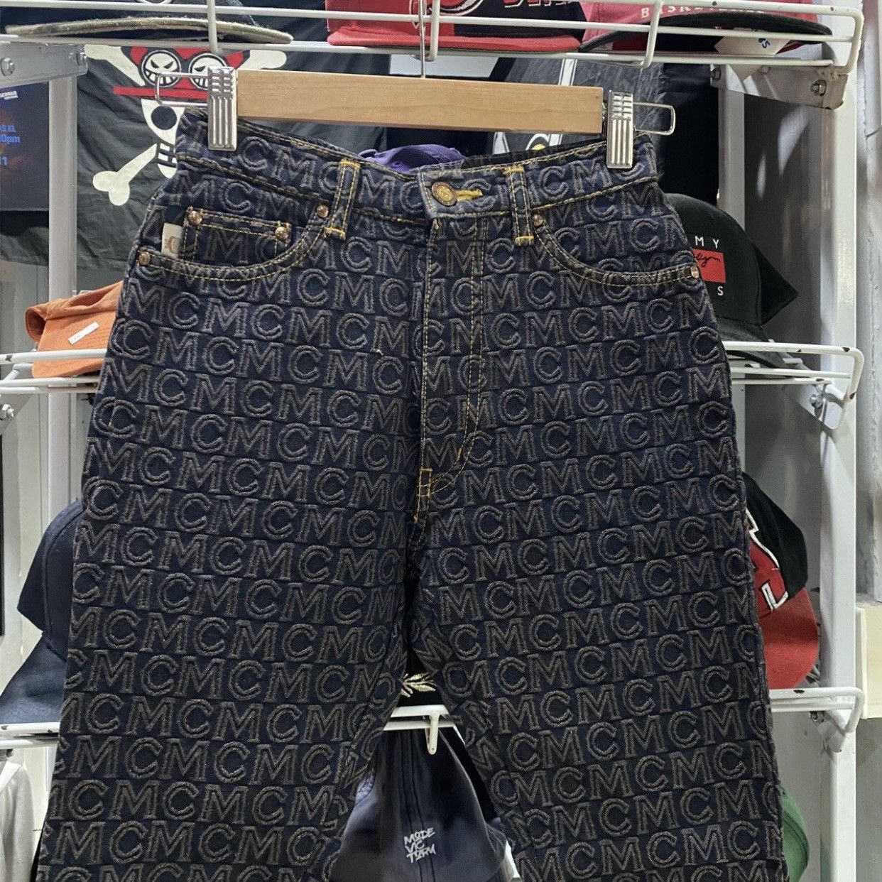 MCM Vintage MCM Monogram All Over Print Denim Pants Black/Grey Size US 26 / EU 42 - 3 Thumbnail
