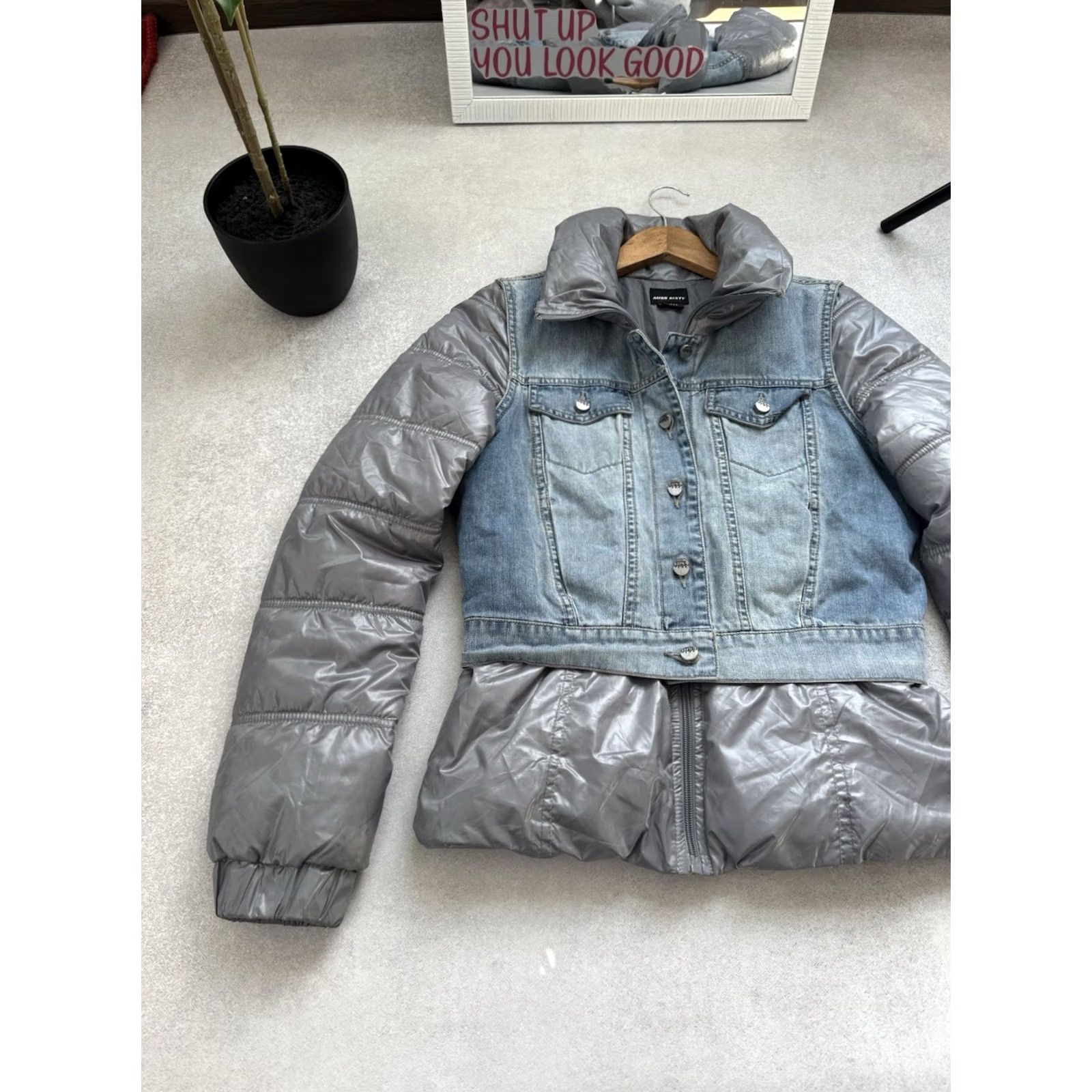 Miss Sixty VINTAGE Miss Sixty Y2K Rare Down Puffer Denim Jacket S Womens Gray 90s Designer Fashion Streetwear Italy Avant Garde Shirt/Jacket Size S / US 4 / IT 40 - 4 Thumbnail