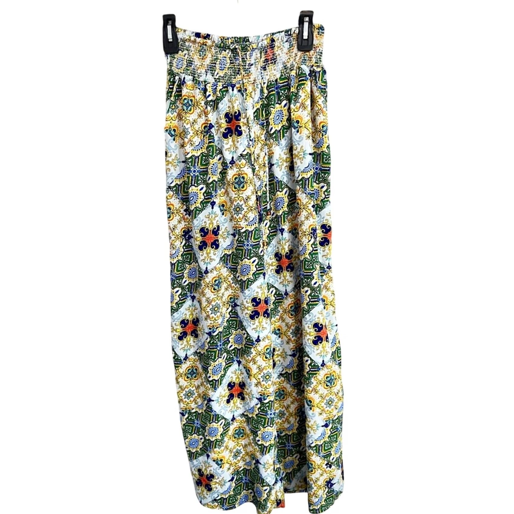River Island River Island Women’s Green Paisley Wide Leg Trousers M Regular Bloomer Style" Size 32" / US 10 / IT 46 - 3 Thumbnail