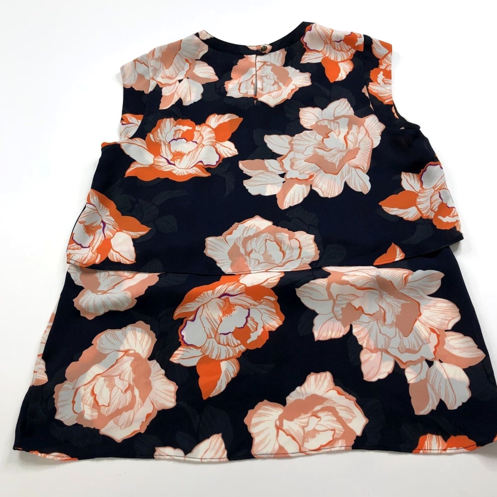 Vintage Cabi Blouse Tiered Blossom Floral All Over Print Pullover Top Sleeveless Round Neck Womens Medium Blue (Regular) Size M / US 6-8 / IT 42-44 - 6 Thumbnail