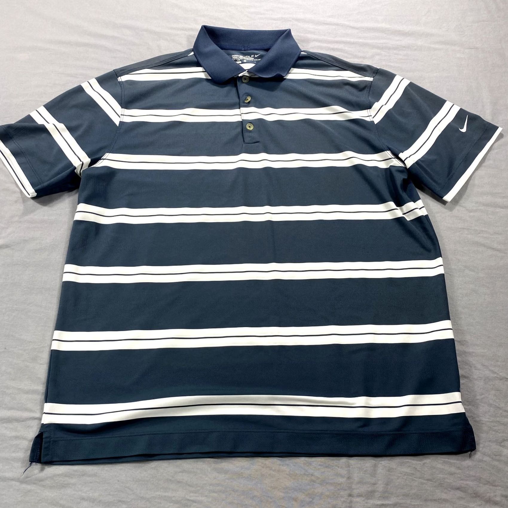 Nike Nike Tour Performance Polo Shirt Mens L Gray Multicolor Striped Short Sleeve Button Logo Golf Activewear Casual Seasonal Lightweight Size US L / EU 52-54 / 3 - 2 Thumbnail