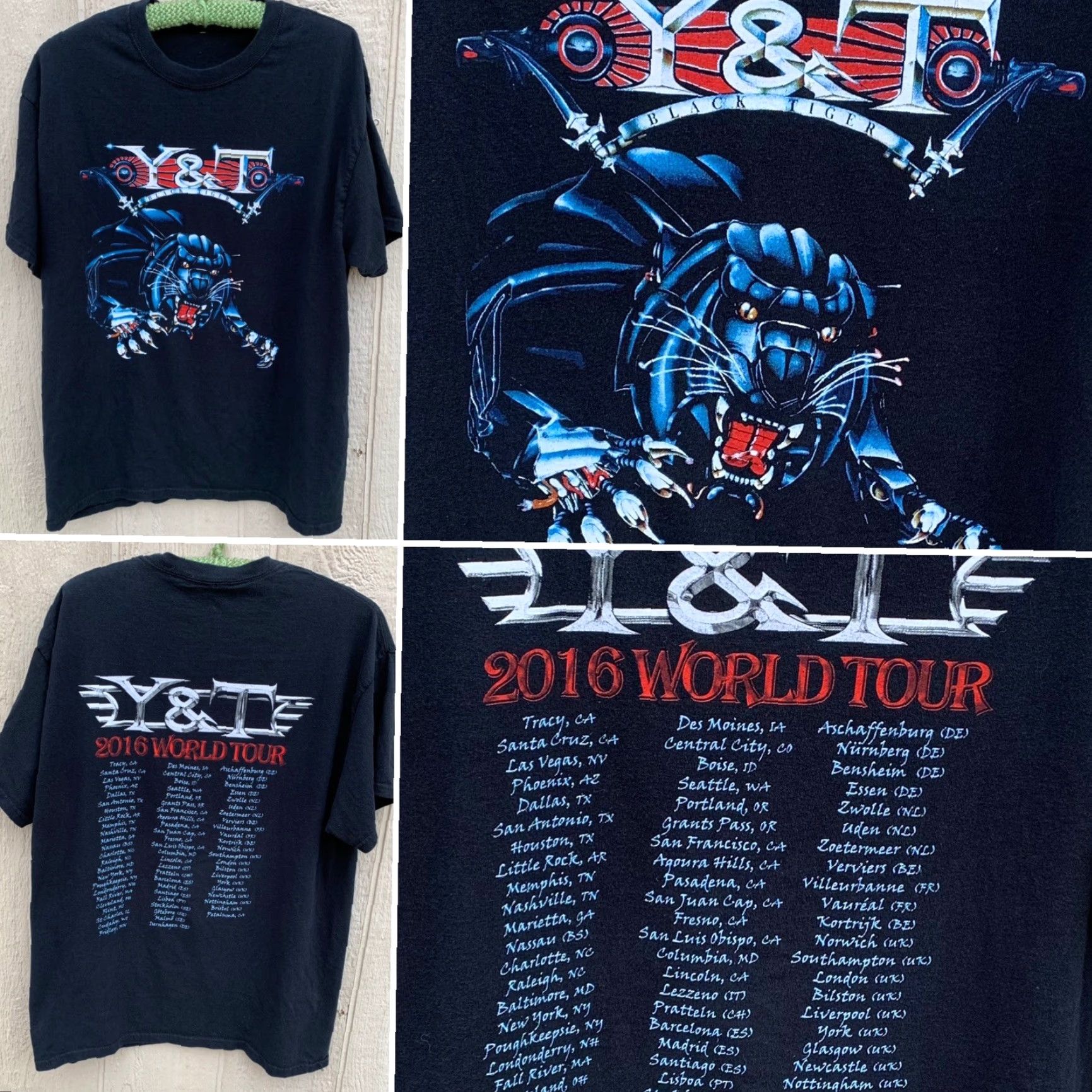 Vintage Y&T Black Tiger 2016 World Tour t shirt XL Men's Rock Band Concert Tee Short Sleeve Crew Neck Black Jersey Solid Graphic Print XS? Size US XL / EU 56 / 4 - 2 Thumbnail