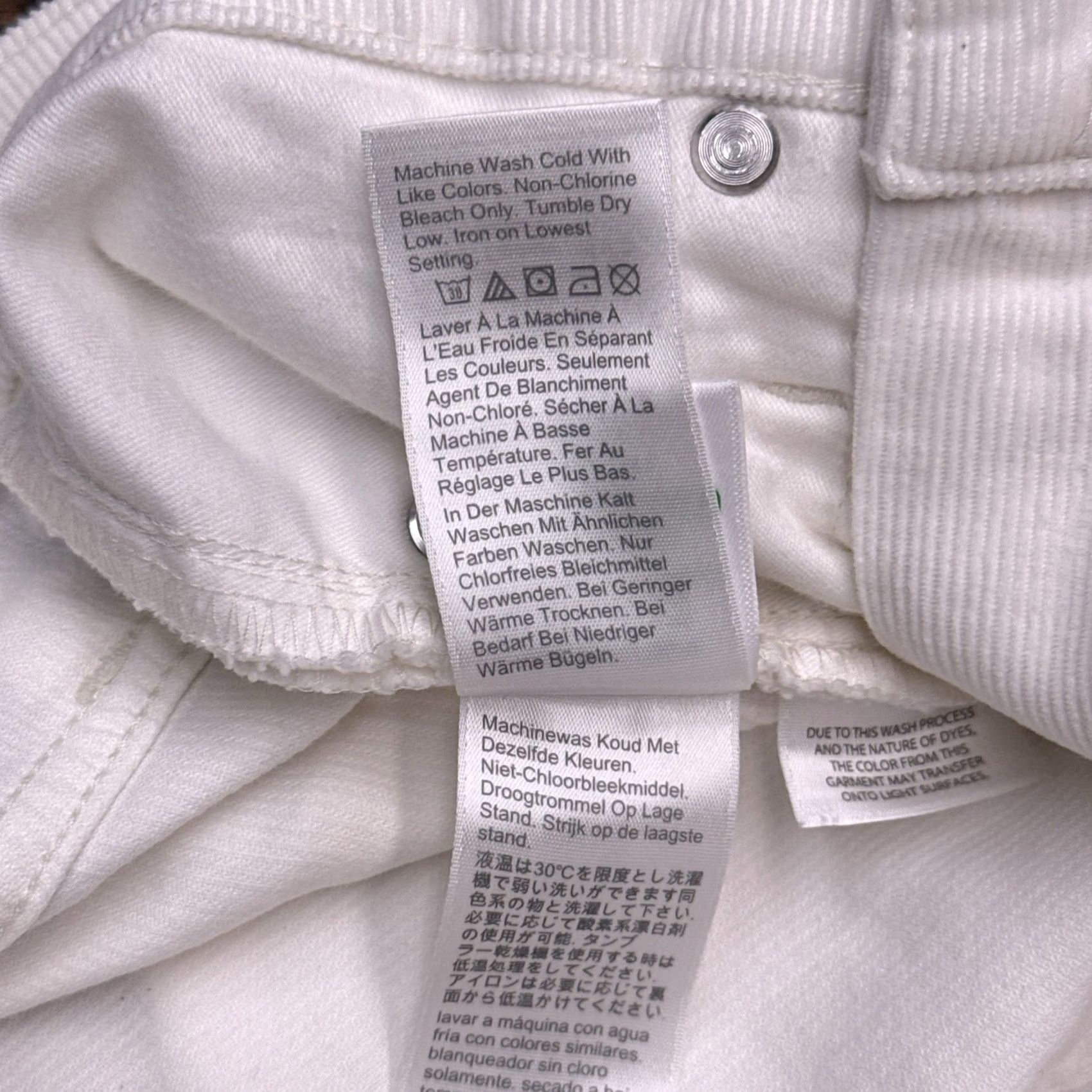 J.Crew J.CREW Pants Womens Slim Straight Corduroy 26 White Mid Rise Stretch Chino Flat Front Button Zip Size 26" / US 2 / IT 38 - 7 Thumbnail