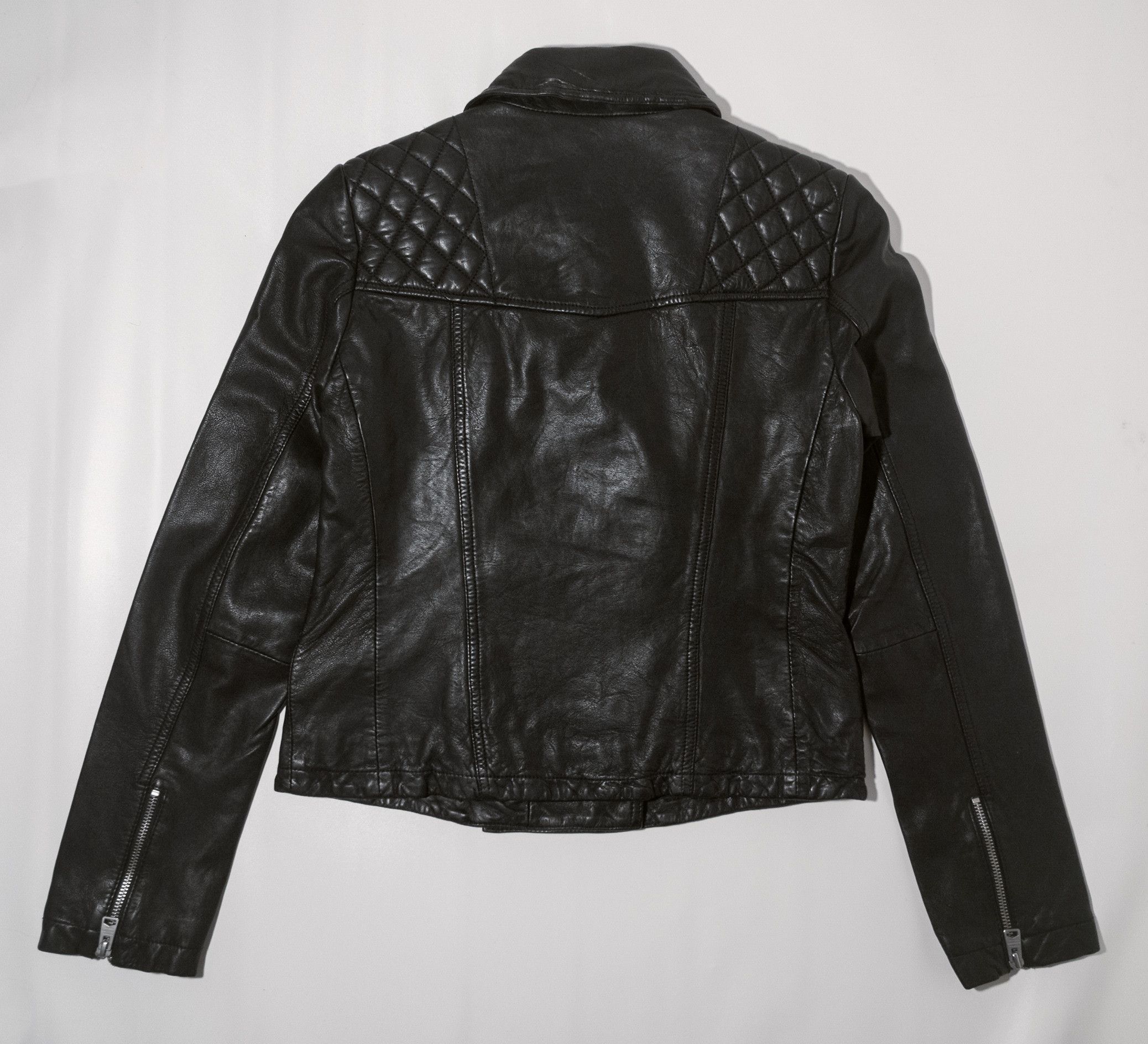 Allsaints MSRP 390€ Biker Leather Jacket M, black, used-look, short Size M / US 6-8 / IT 42-44 - 11 Thumbnail