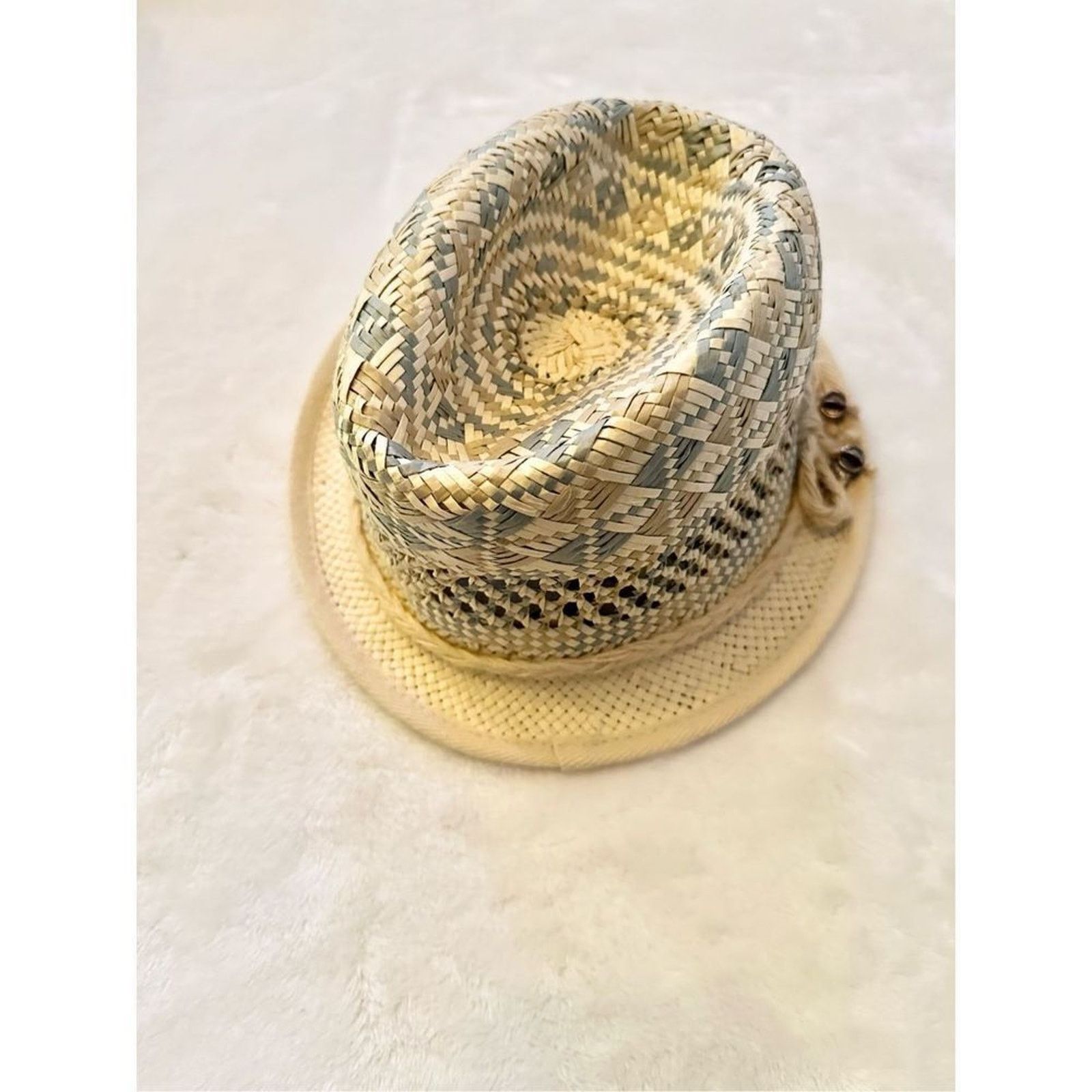 Juicy Couture Juicy Couture Straw Fedora Hat - Light Blue and Cream Size ONE SIZE - 1 Thumbnail