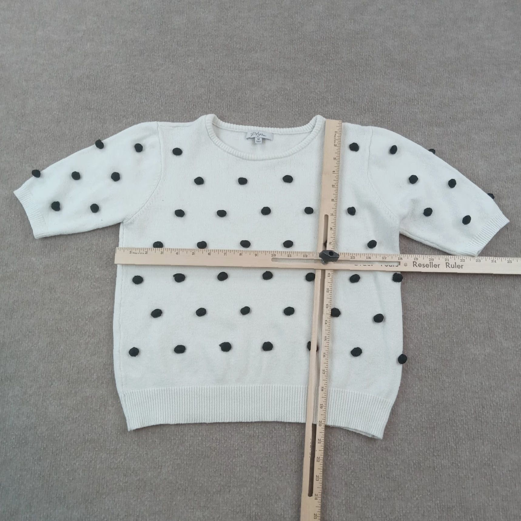 Vintage Polagram Women Crew Neck Sweater Medium White Polka Dot Pullover Size M / US 6-8 / IT 42-44 - 2 Thumbnail