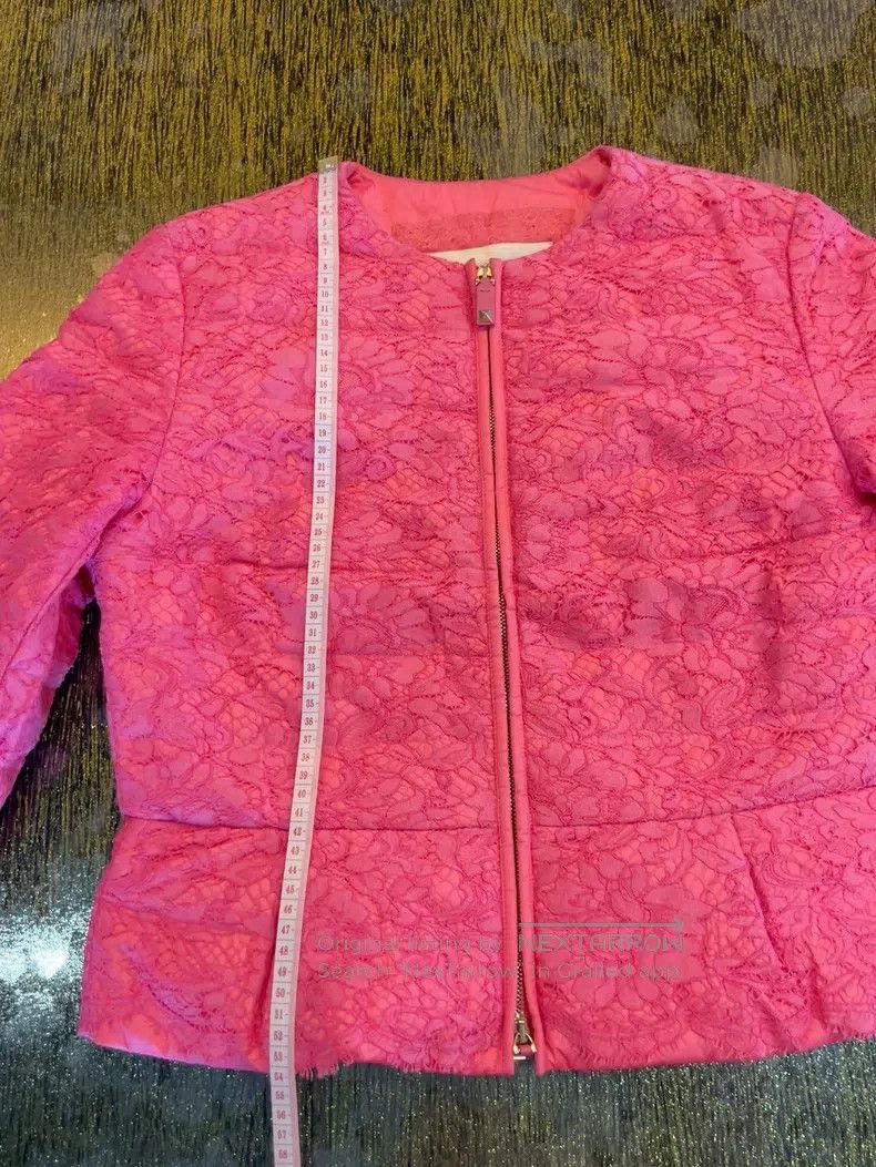 Valentino Valentino Rose pink lace down jacket Size L / US 10 / IT 46 - 4 Thumbnail