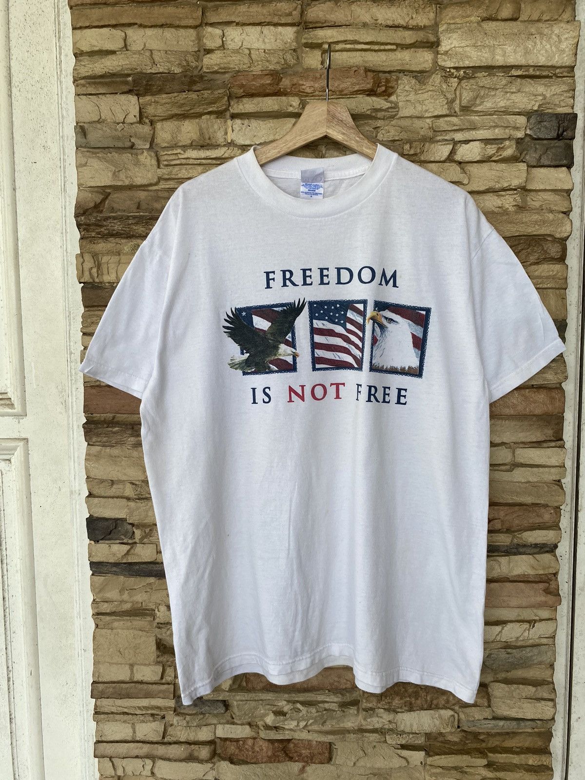 Vintage Rare Vintage American Freedom Is Not Free USA Flag Tees Size US L / EU 52-54 / 3 - 1 Thumbnail