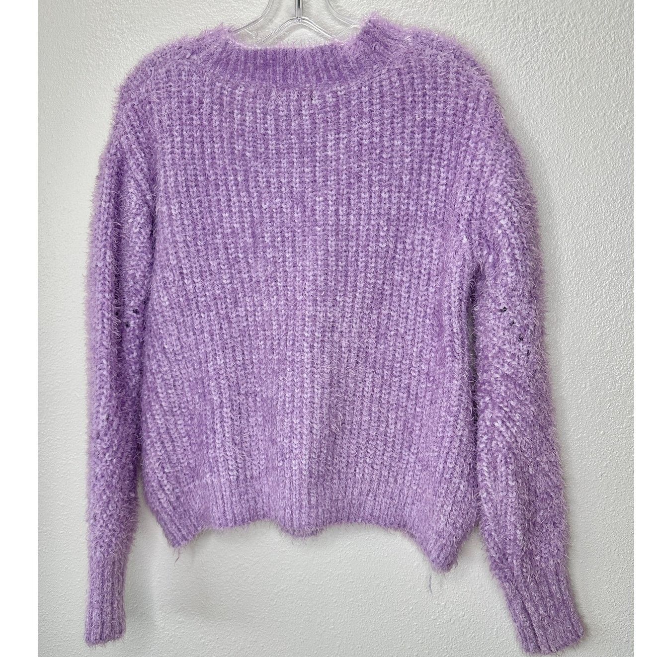 Other Aqua Light Purple Fuzzy Loose Knit Mock Neck Sweater S Size S / US 4 / IT 40 - 5 Thumbnail