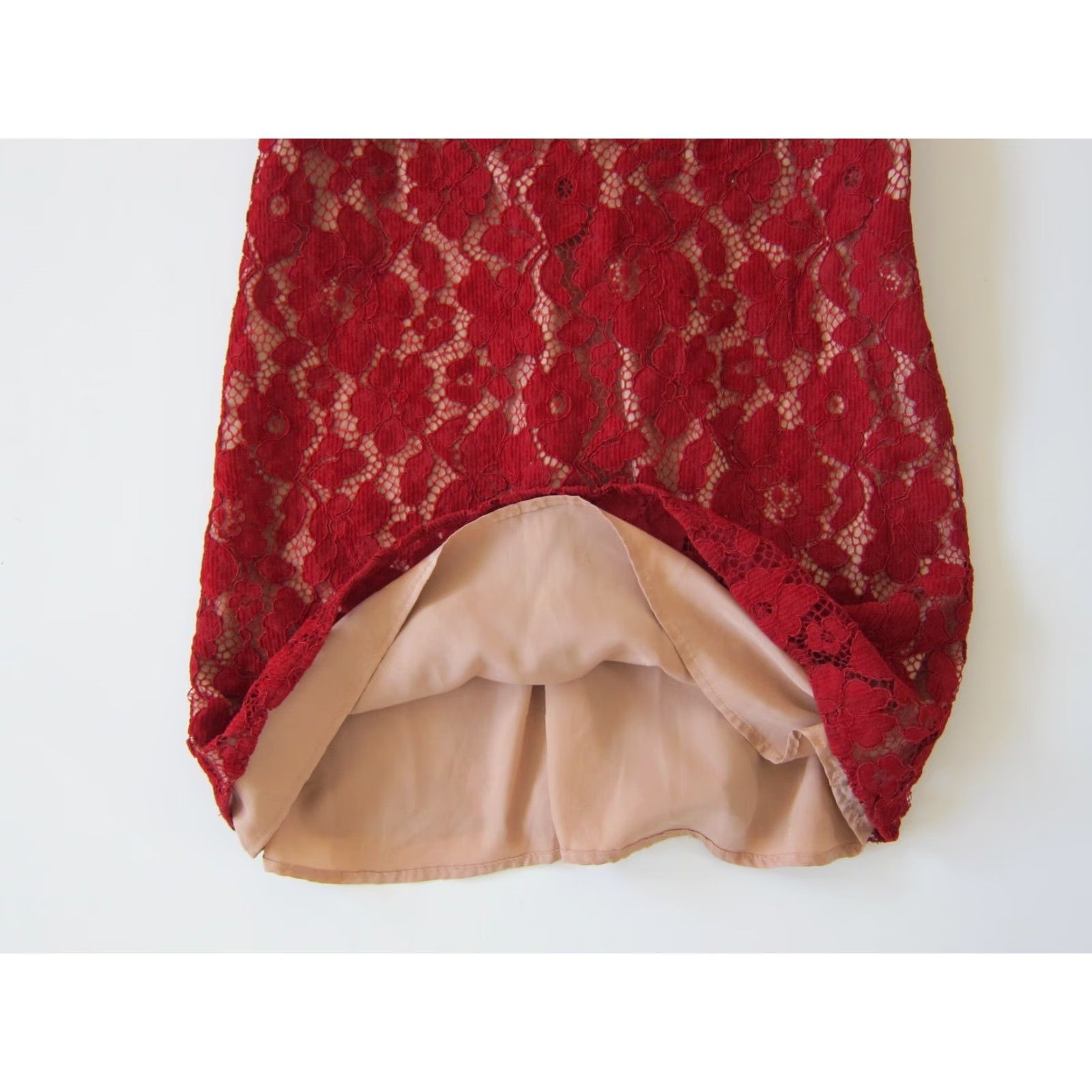 Free People VINTAGE Free People Dress Empire Slip Red Velvet Floral Spaghetti Strap V-Neck 10 Womens Size L / US 10 / IT 46 - 7 Thumbnail