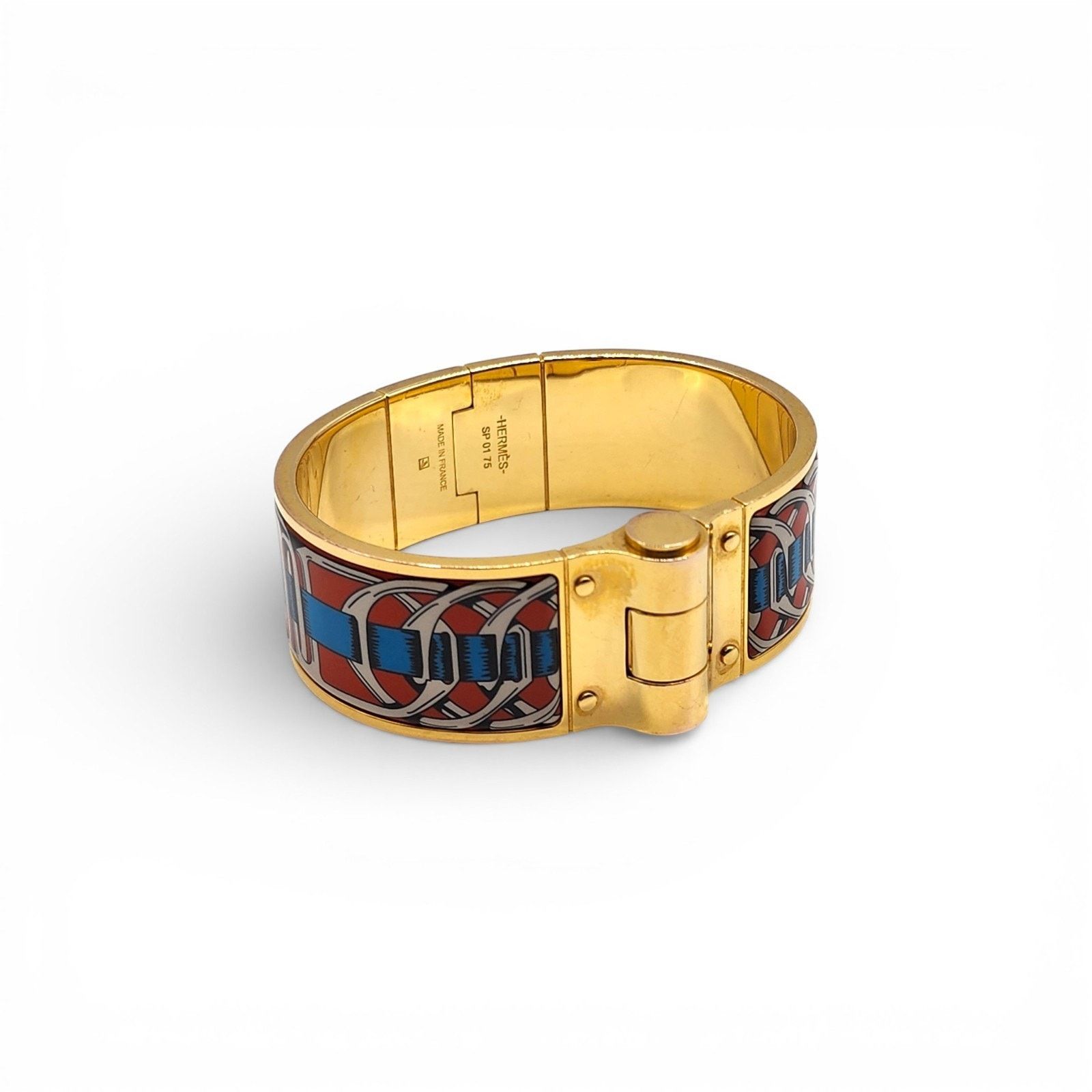 Hermes Charnière Uni Bracelet Gold-Tone Enamel Made in France Size ONE SIZE - 3 Thumbnail