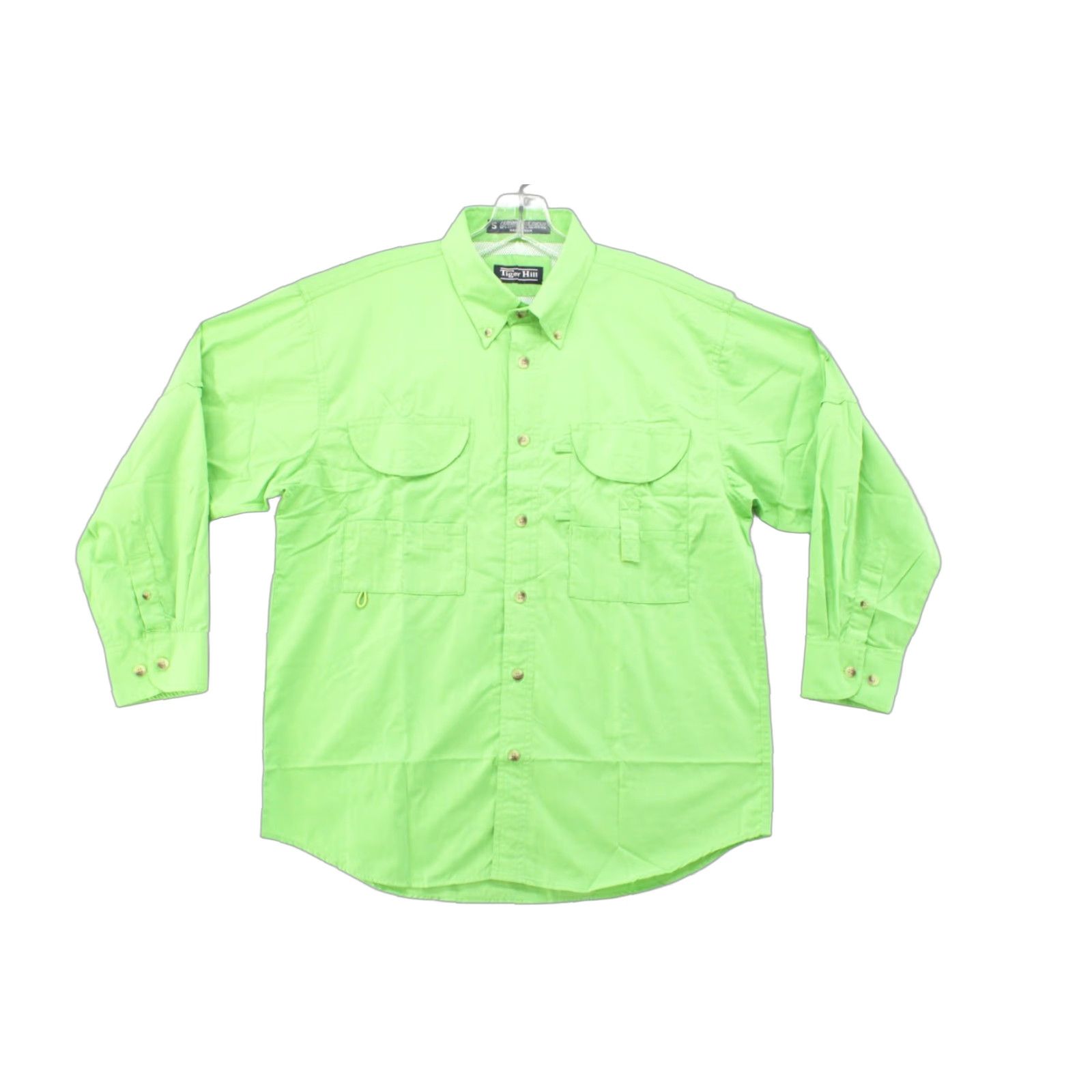 Vintage Tiger Hill Men's Shirt Small Green Performance Poplin Solid Vented Fishing Size US S / EU 44-46 / 1 - 1 Thumbnail