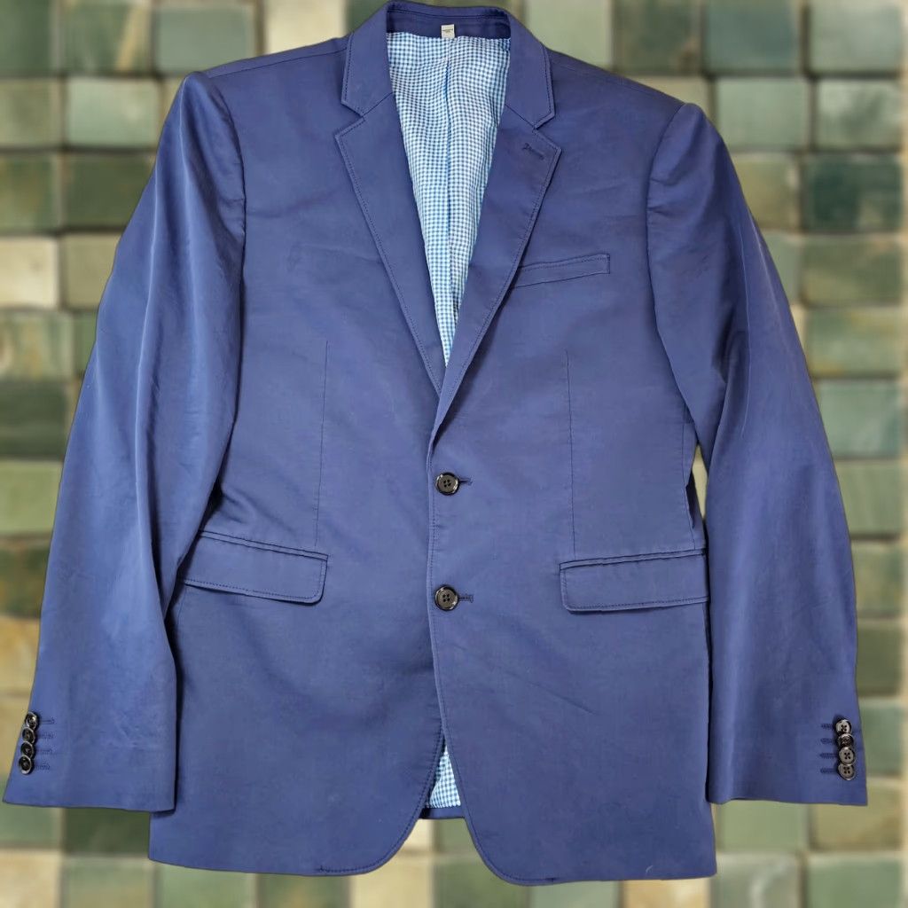 Express Express Blazer Mens Slim Fit 40R Blue Cotton Polyester 2 Button Single-Breasted Notch Lapel Jacket Style Blazer Size 40R - 1 Thumbnail