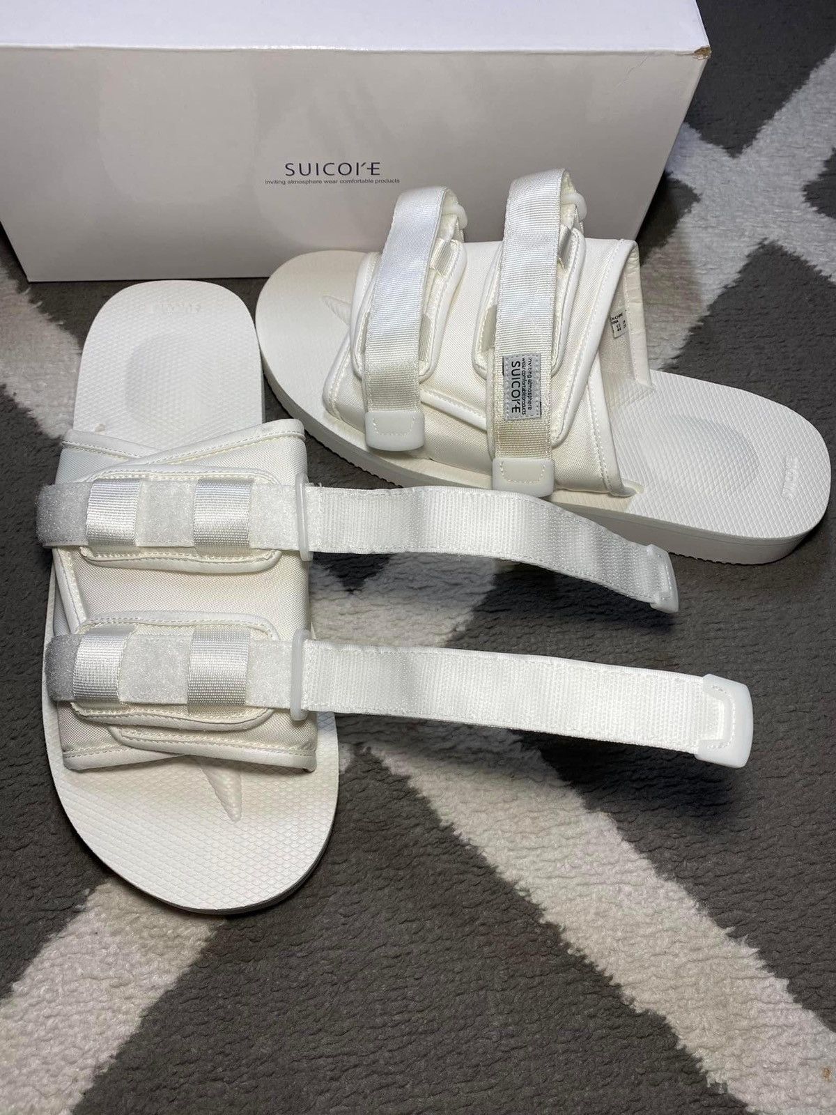 Designer × Japanese Brand × Suicoke Suicoke Moto Cab OG-056 White Slides Sandals Size US 6 / IT 36 - 7 Thumbnail