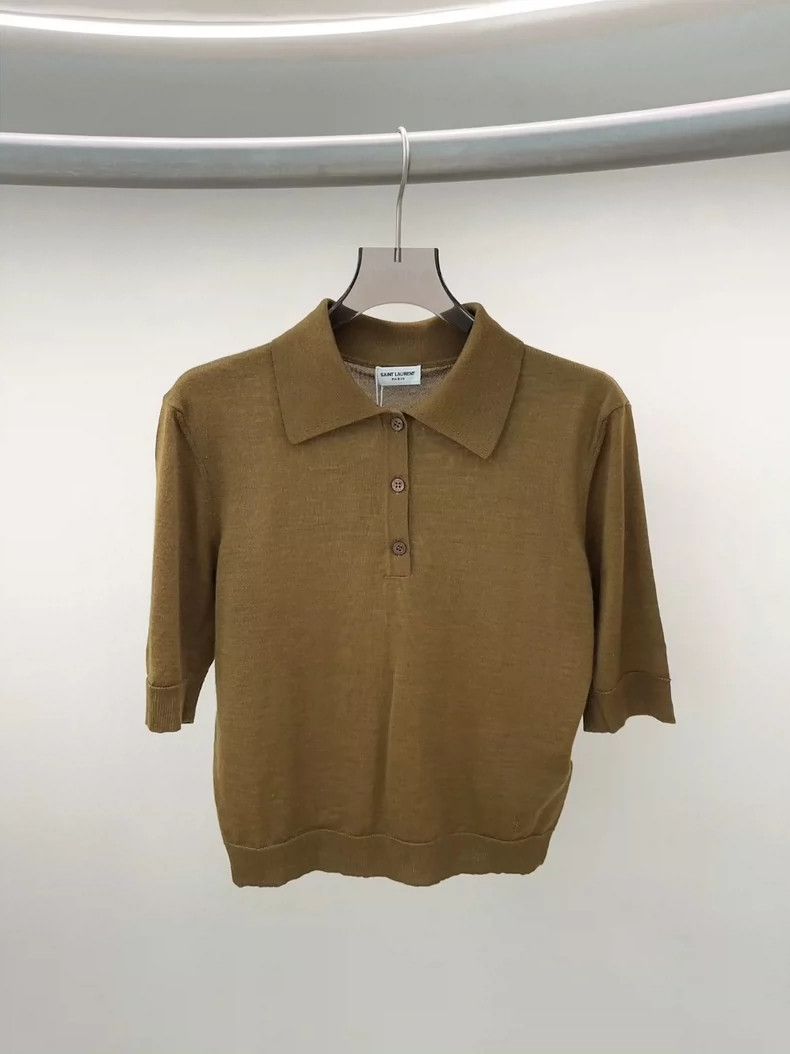 Yves Saint Laurent YSL New Knit Polo Short Sleeve Top - dmc Size US L / EU 52-54 / 3 - 1 Thumbnail