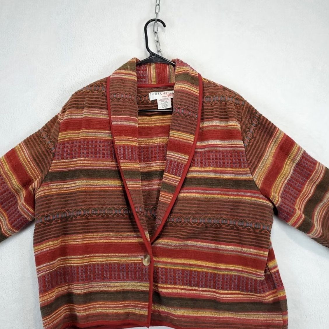 Vintage VINTAGE Tower Hill Sport Womens Blazer Shirt 16 Red Aztec Tapestry 80s Womens Size XXL / US 16-18 / IT 52-54 - 3 Thumbnail