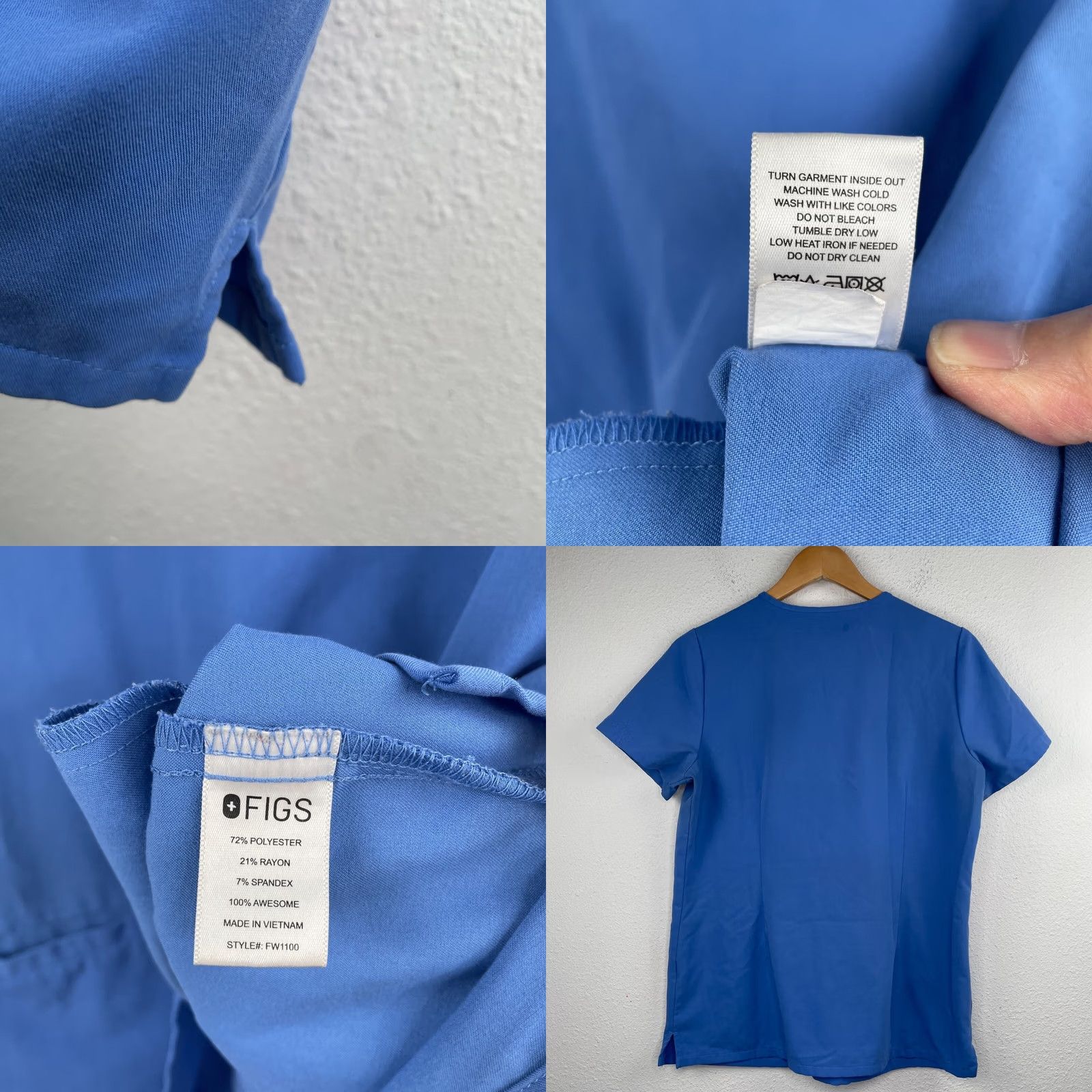 Vintage FIGS Technical Collection Blue Scrub Top Womens Size S Double Pocket Shirt Womens Blue Scrub Top Size S / US 4 / IT 40 - 8 Thumbnail