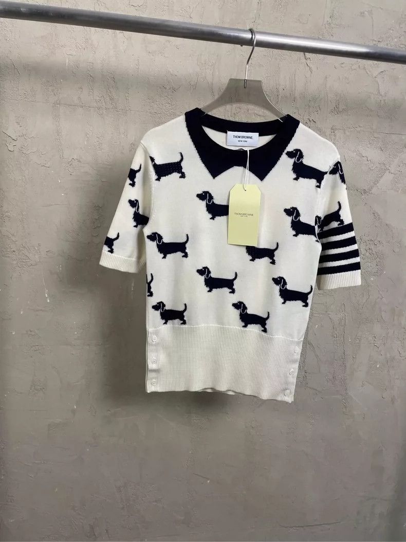 Thom Browne Thom Browne Four stripes of woolen short sleeves with a do Size XS / US 0-2 / IT 36-38 - 1 Thumbnail