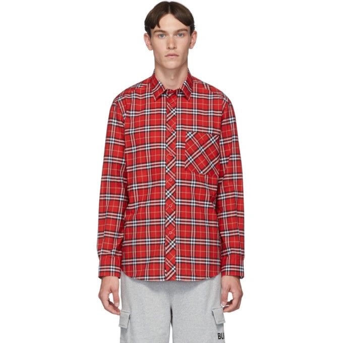 image of Burberry O1Srvl11E0524 Long Sleeve Check Cotton Shirt In Multicolor, Men's (Size Large)