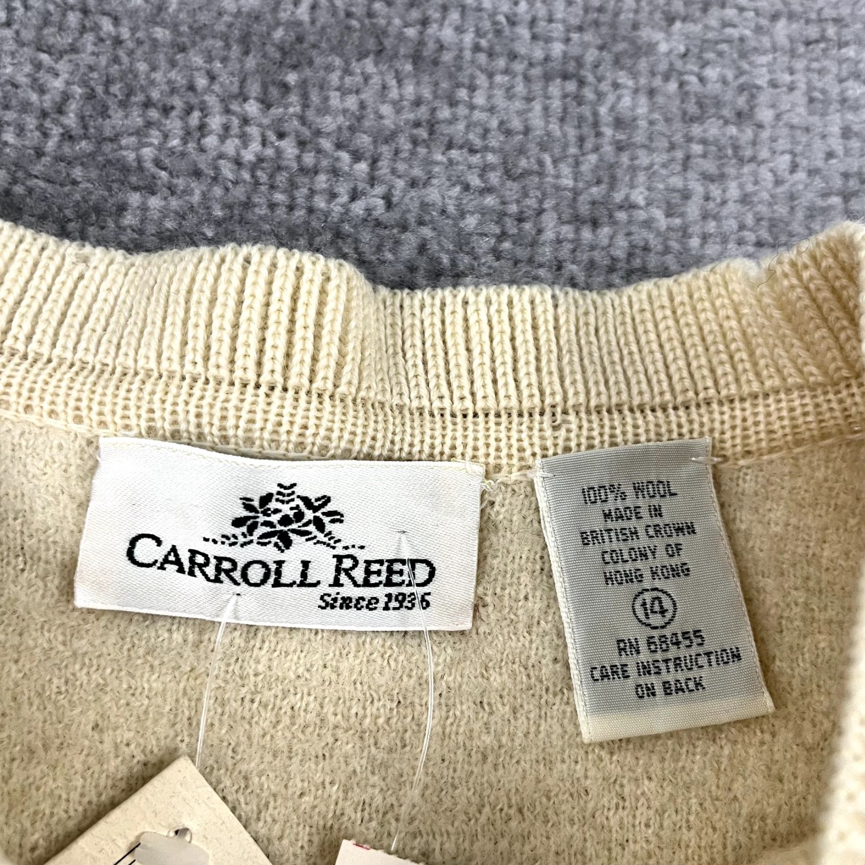 Vintage Carroll Reed Women's Cardigan Sweater Size 14 Brown 100% Wool Floral Stitch Lightweight Casual Size XL / US 12-14 / IT 48-50 - 3 Thumbnail