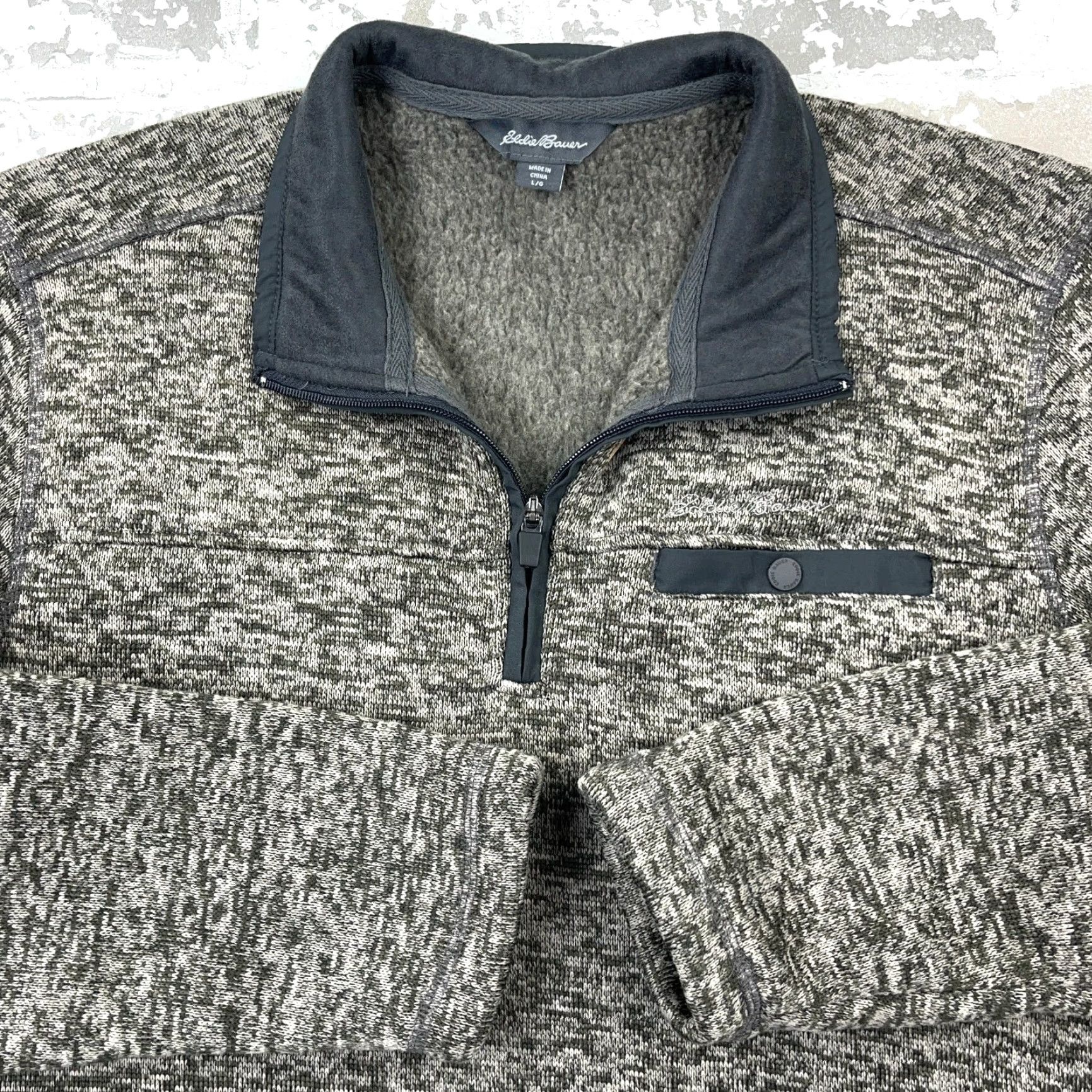Eddie Bauer Eddie Bauer Sweater Men Large Gray Fleece Pullover 1/4 Zip Jacket Heather K, Casual, Classic Outdoor Knit/Brand/Regular Fit Size US L / EU 52-54 / 3 - 2 Thumbnail
