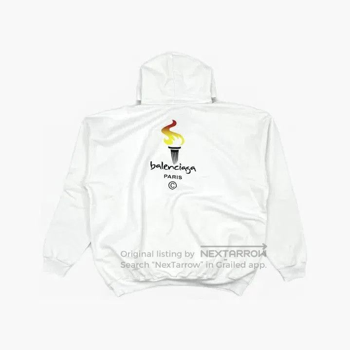 Balenciaga White Long Sleeve Hoodie with Logo.