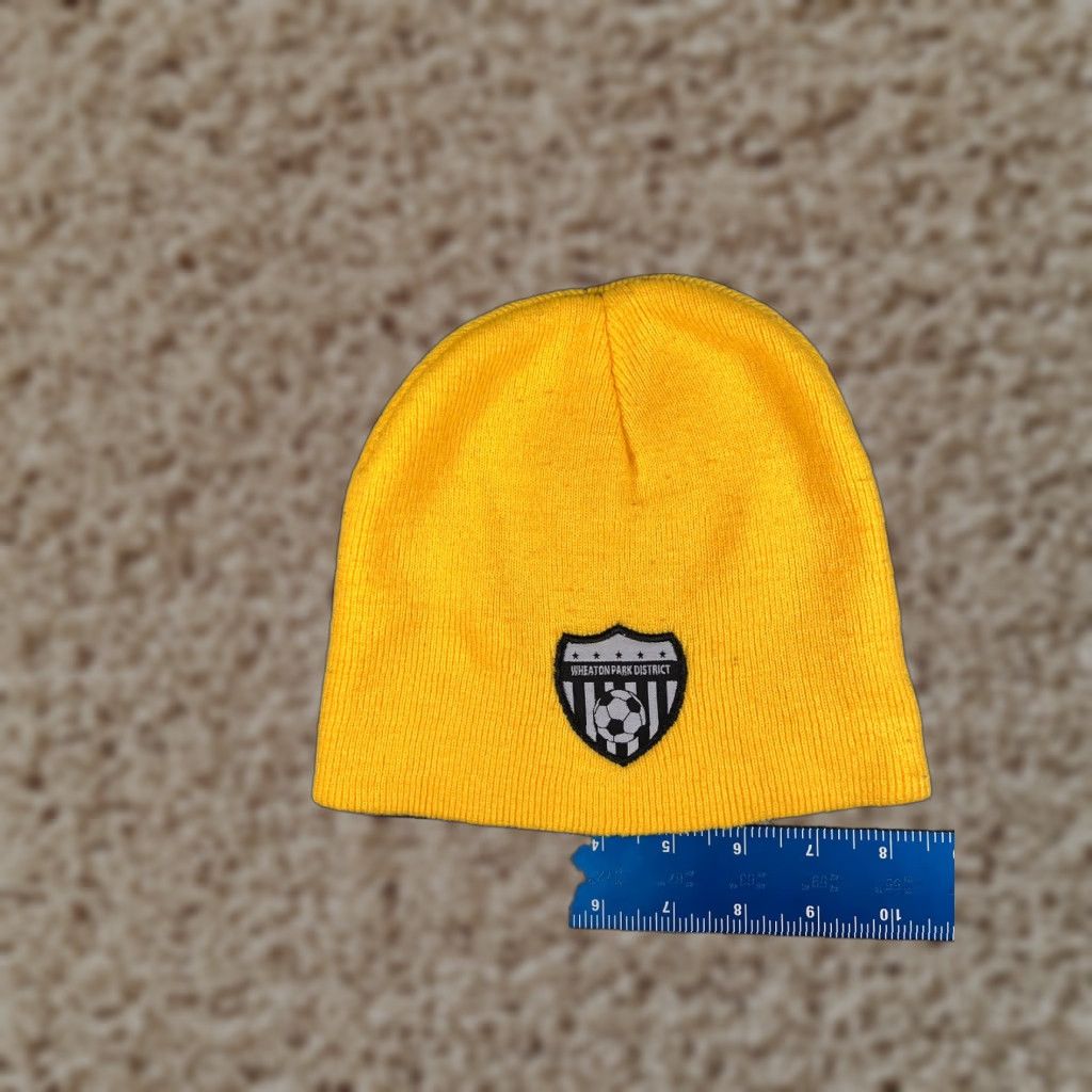 Vintage Wheaton Park District Beanie Hat Adult One Size Yellow Knit Acrylic Solid Casual Outdoor Soccer Mens Size US M / EU 48-50 / 2 - 1 Thumbnail