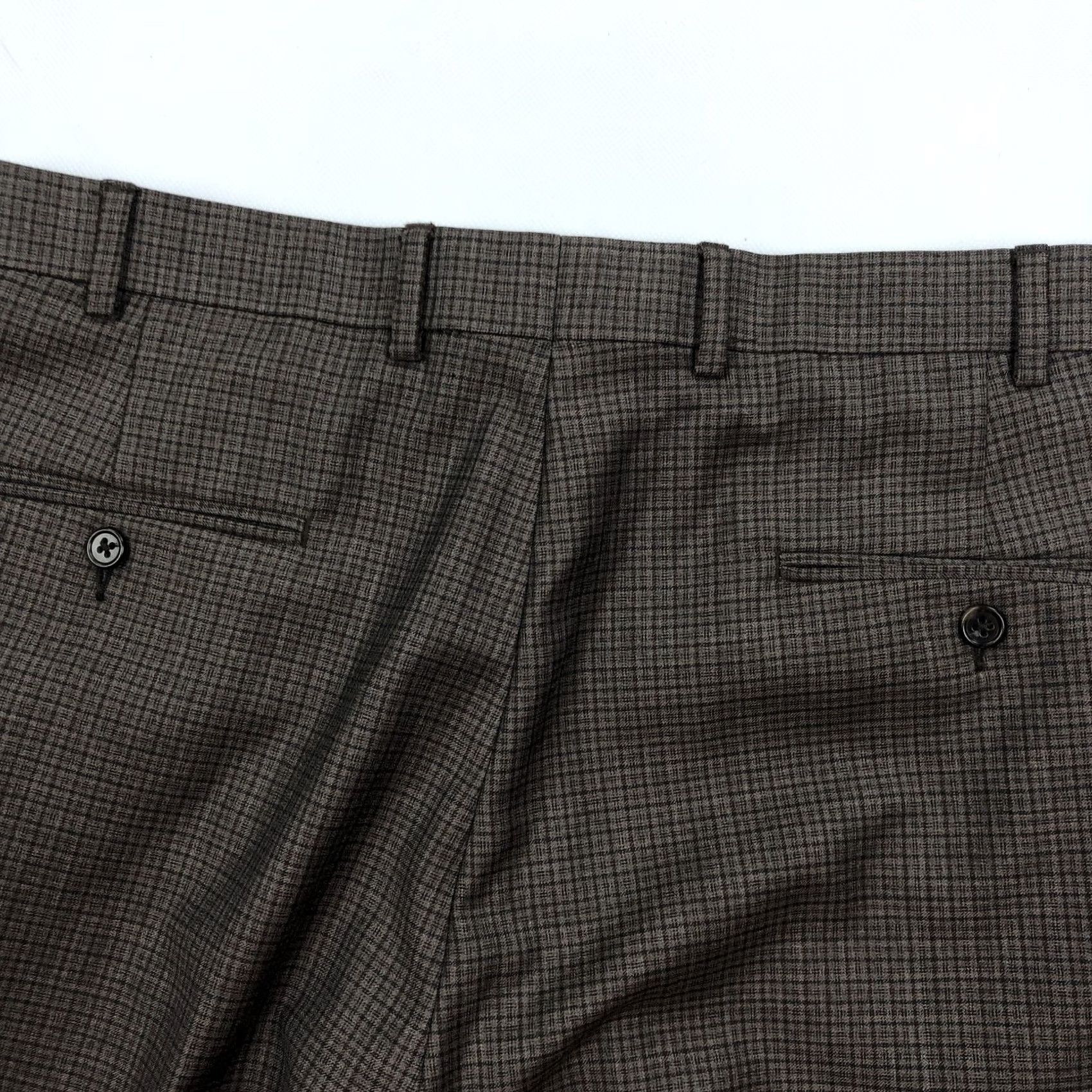 Hart Schaffner Marx Hart Schaffner Marx Men's Brown Plaid 100% Wool Dress Pants Flat Front 35x33 Regular Size US 35 - 5 Thumbnail
