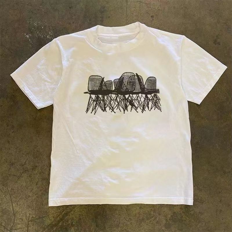 Japanese Brand White washed vintage chair print t-shirt Size US M / EU 48-50 / 2 - 1 Thumbnail