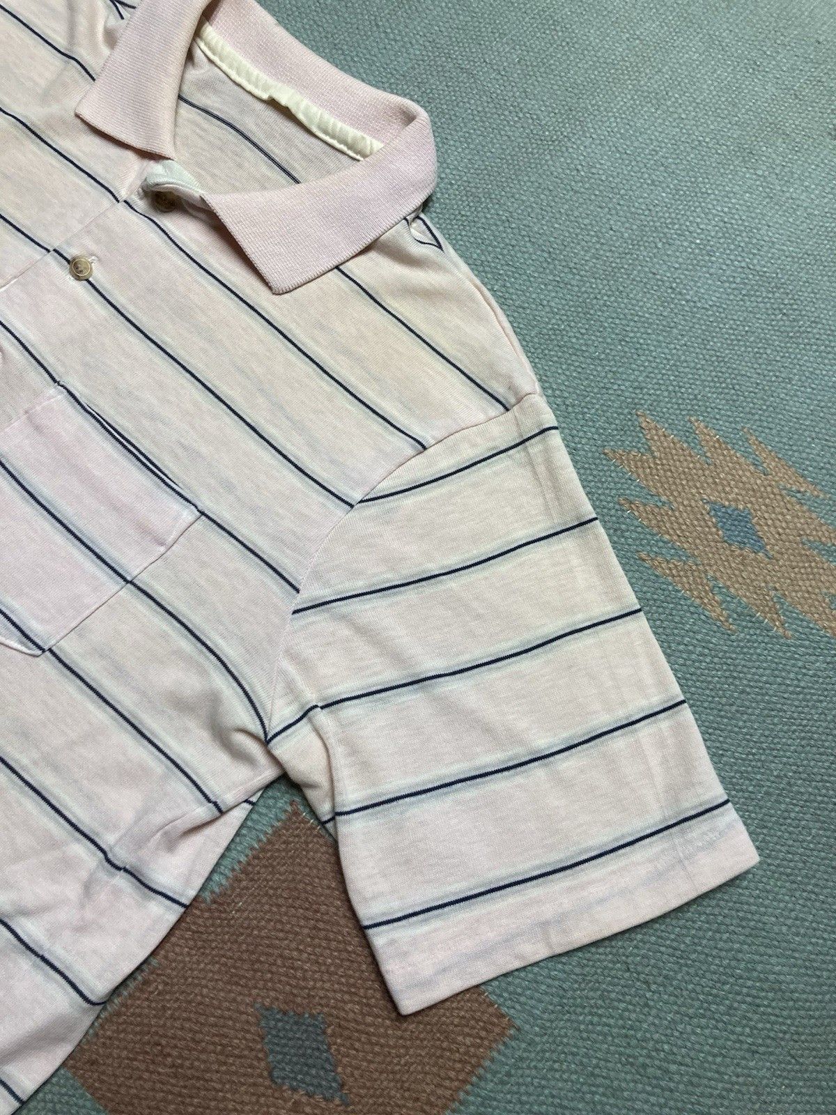 Vintage Vtg 70s 80s polo shirt light pink striped rockabilly medium Size US M / EU 48-50 / 2 - 4 Thumbnail