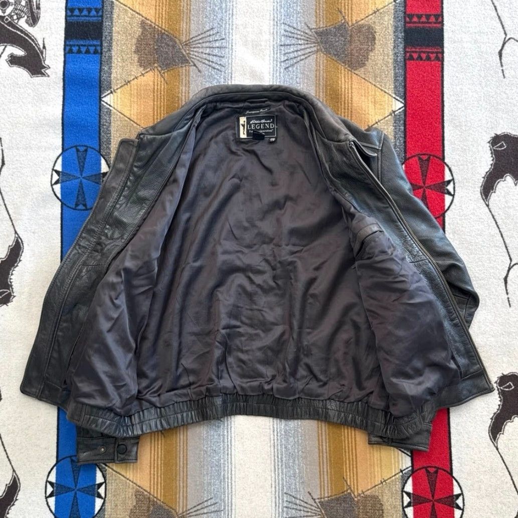 Eddie Bauer VINTAGE Eddie Bauer Heavy Leather Flight Bomber Jacket L Brown Regular Men Zip Size US L / EU 52-54 / 3 - 3 Thumbnail