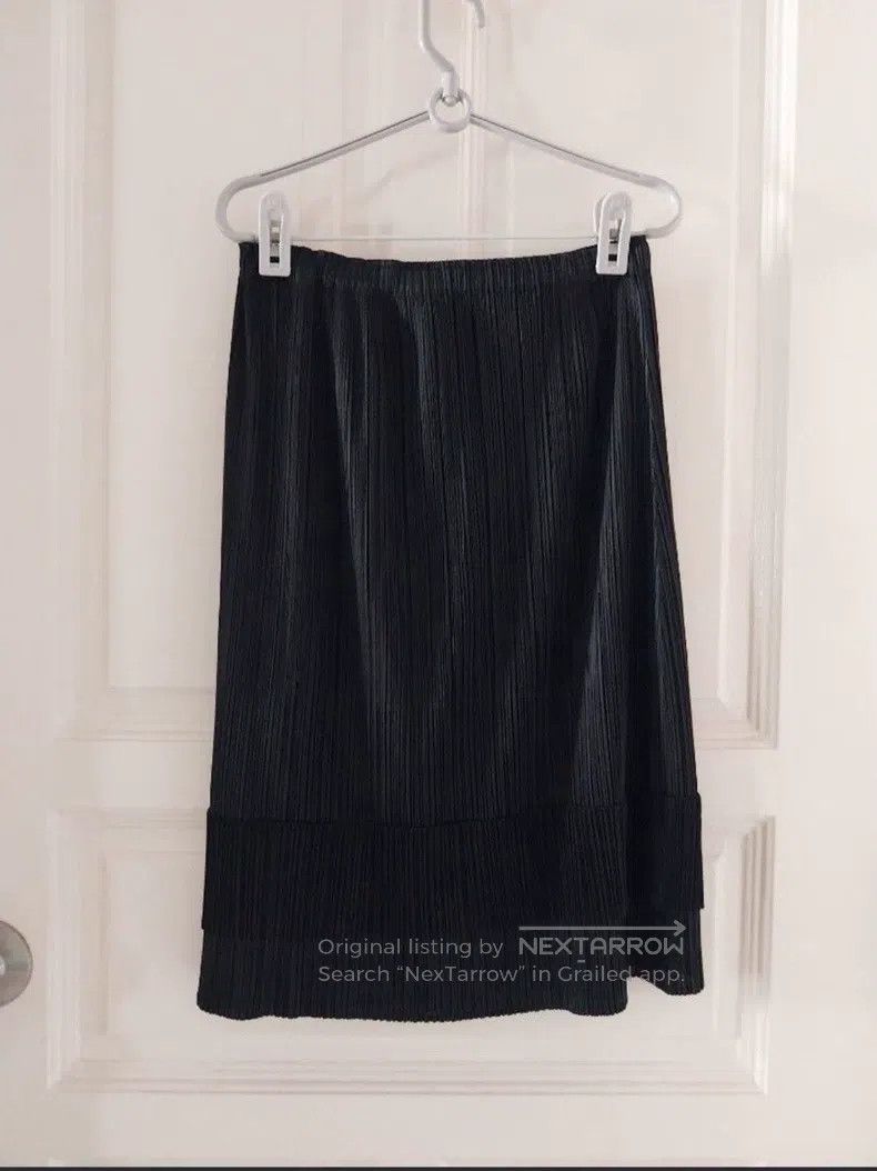 Issey Miyake Issey Miyake size:3 Black Double-layer Patchwork Midi Skir Size 23" - 2 Thumbnail